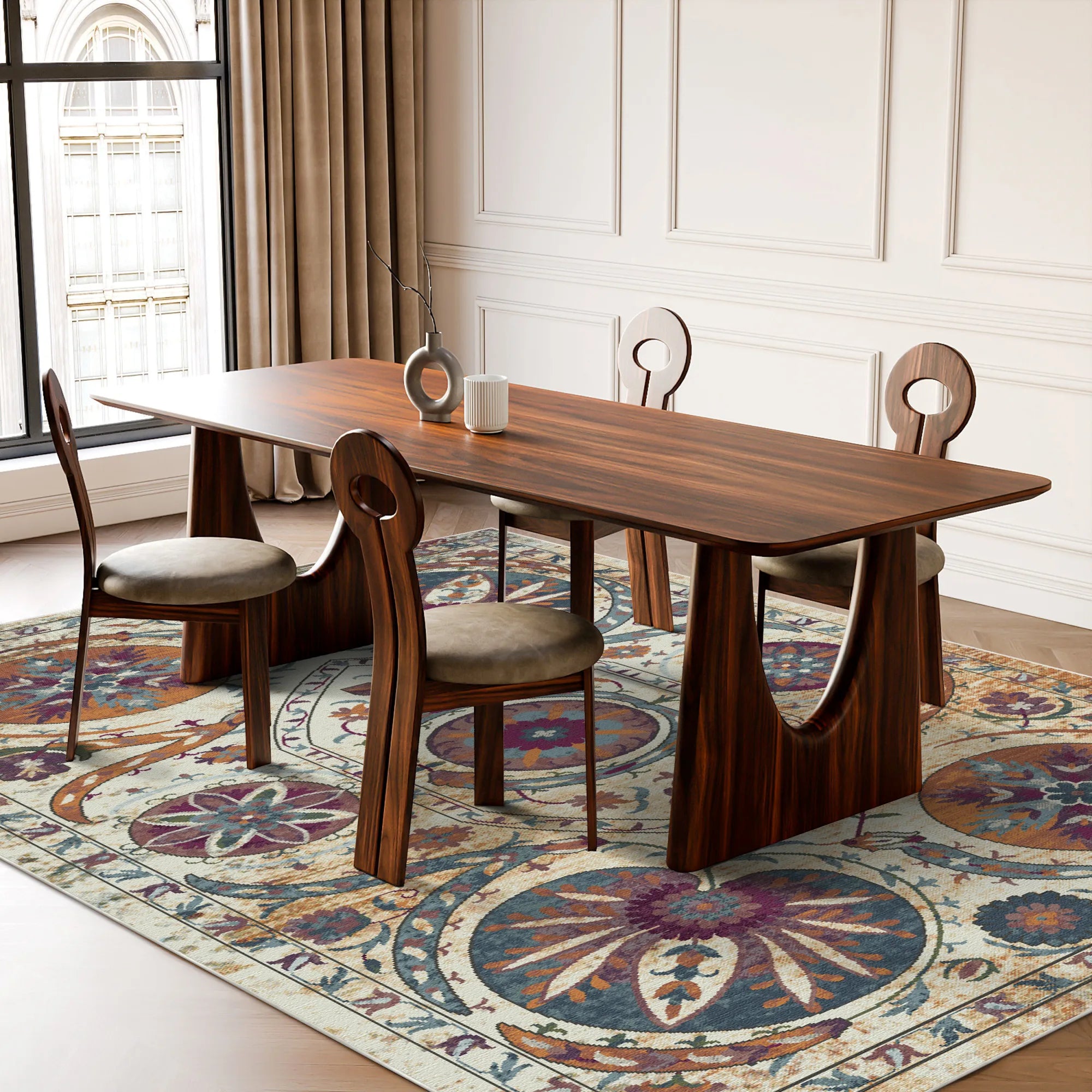 Bohemian Medallion Washable Area Rug