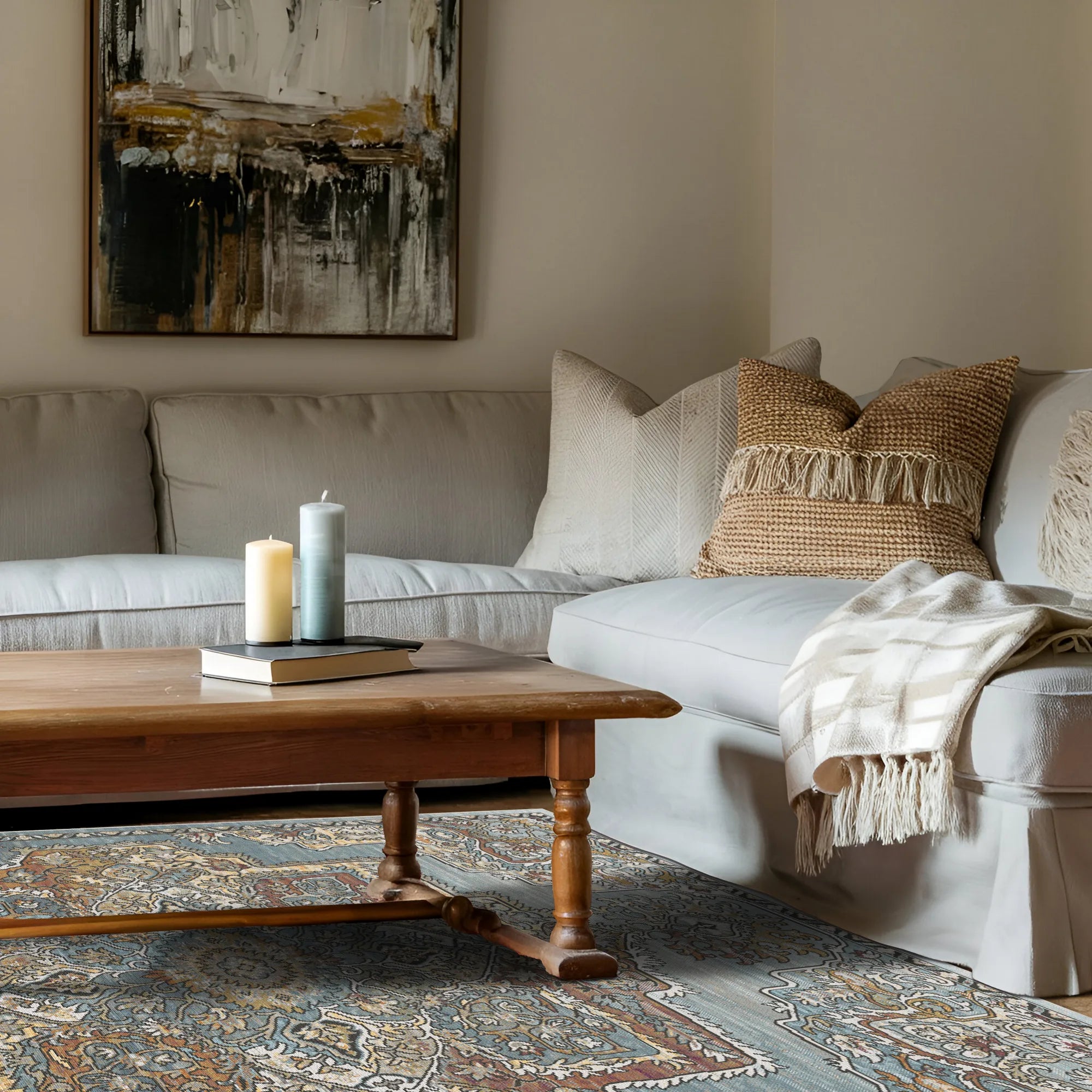 Bukhara Slate Traditional Washable Rug