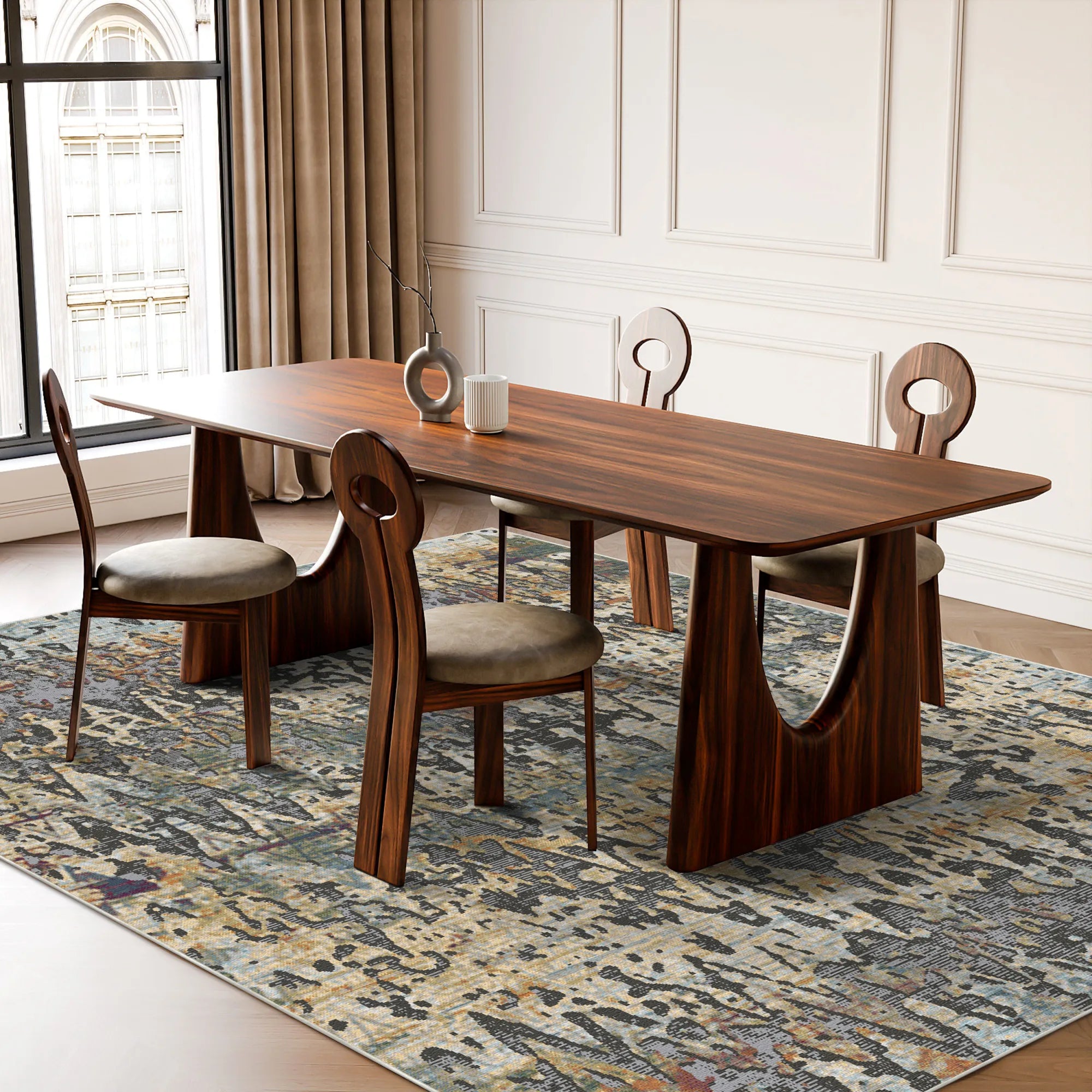 Reykjavik Pulse Abstract Washable Rug