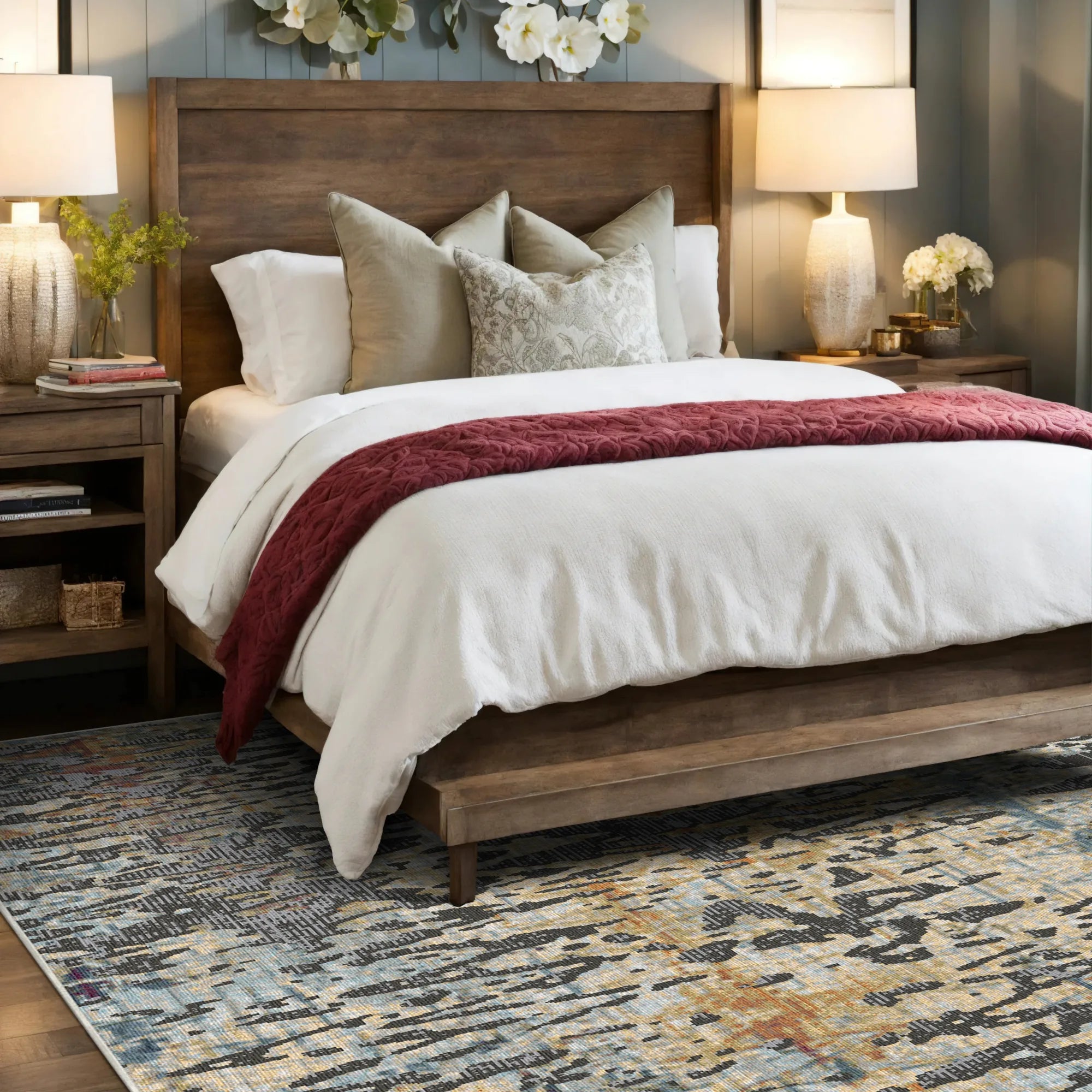 Reykjavik Pulse Abstract Washable Rug