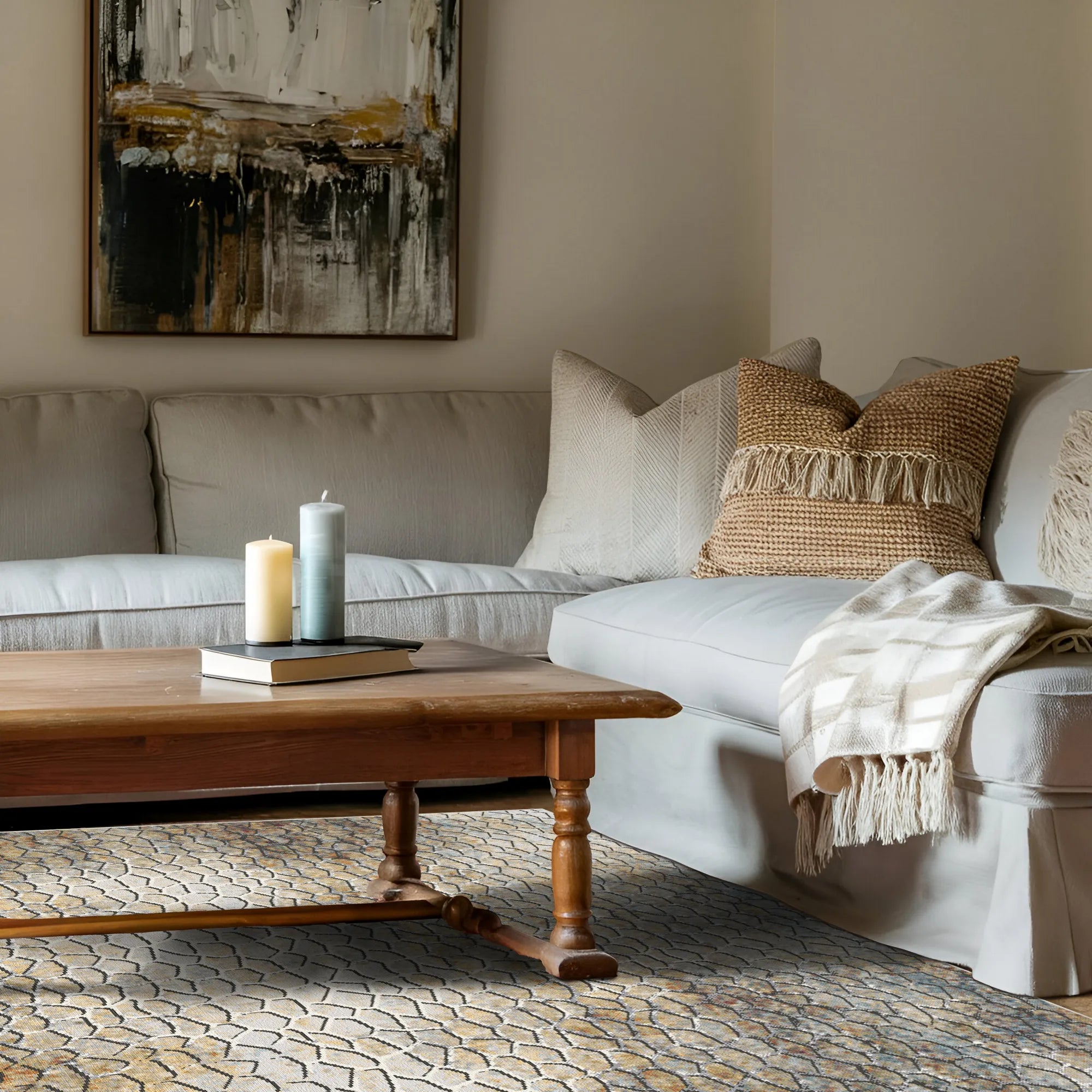 Essaouira Coast Abstract Washable Rug