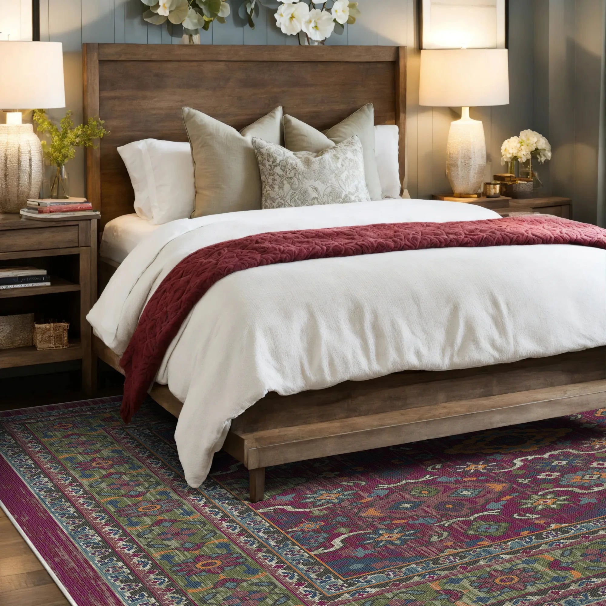 Marrakech Plum Traditional Washable Rug