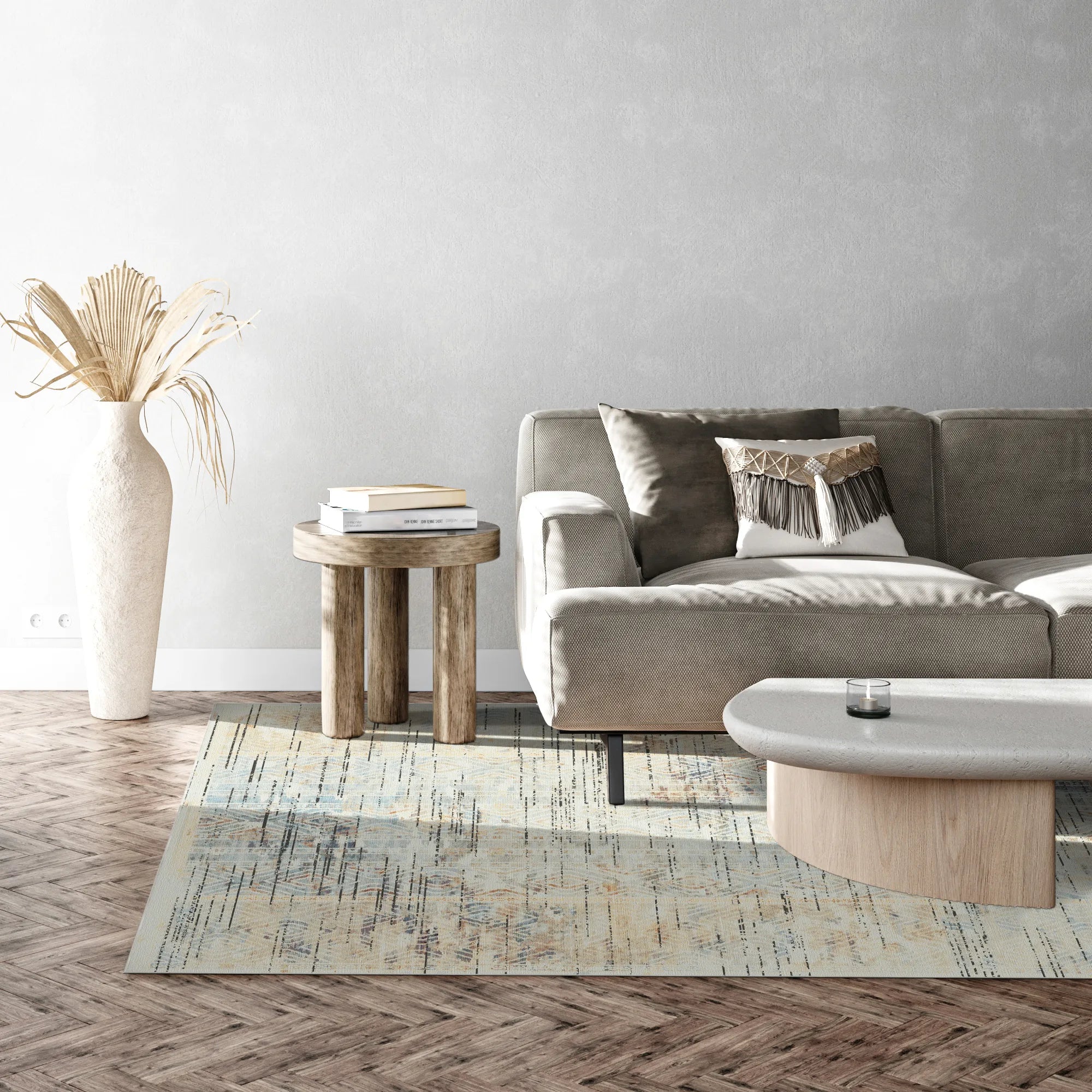 Alicante Sky Abstract Stripe Washable Rug