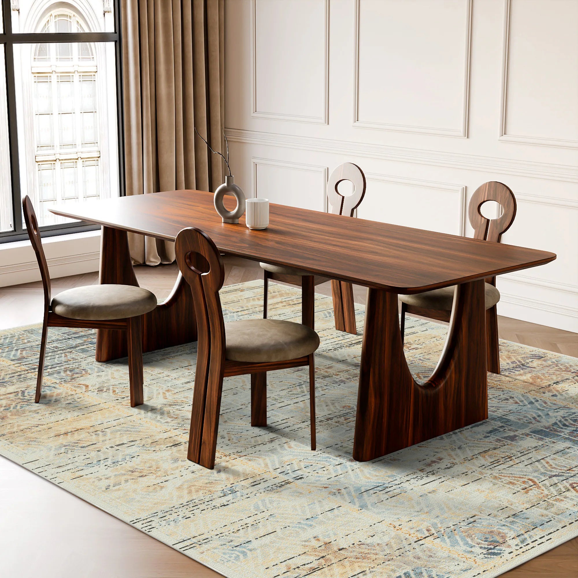 Alicante Sky Abstract Stripe Washable Rug