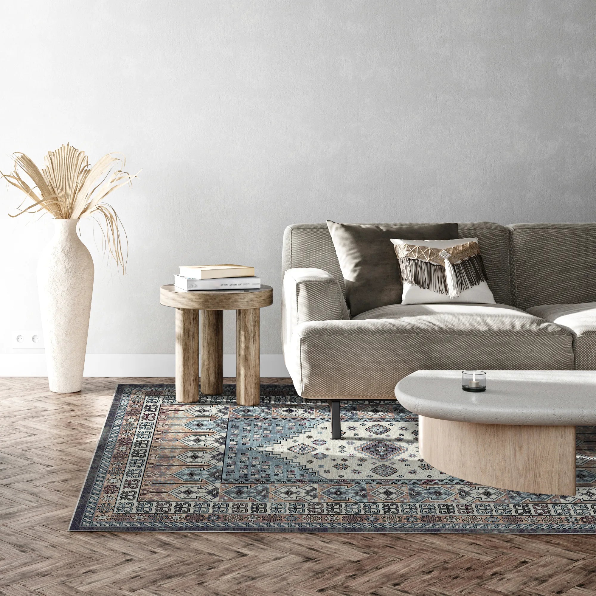 Turin Slate Palatial Medallion Washable Rug