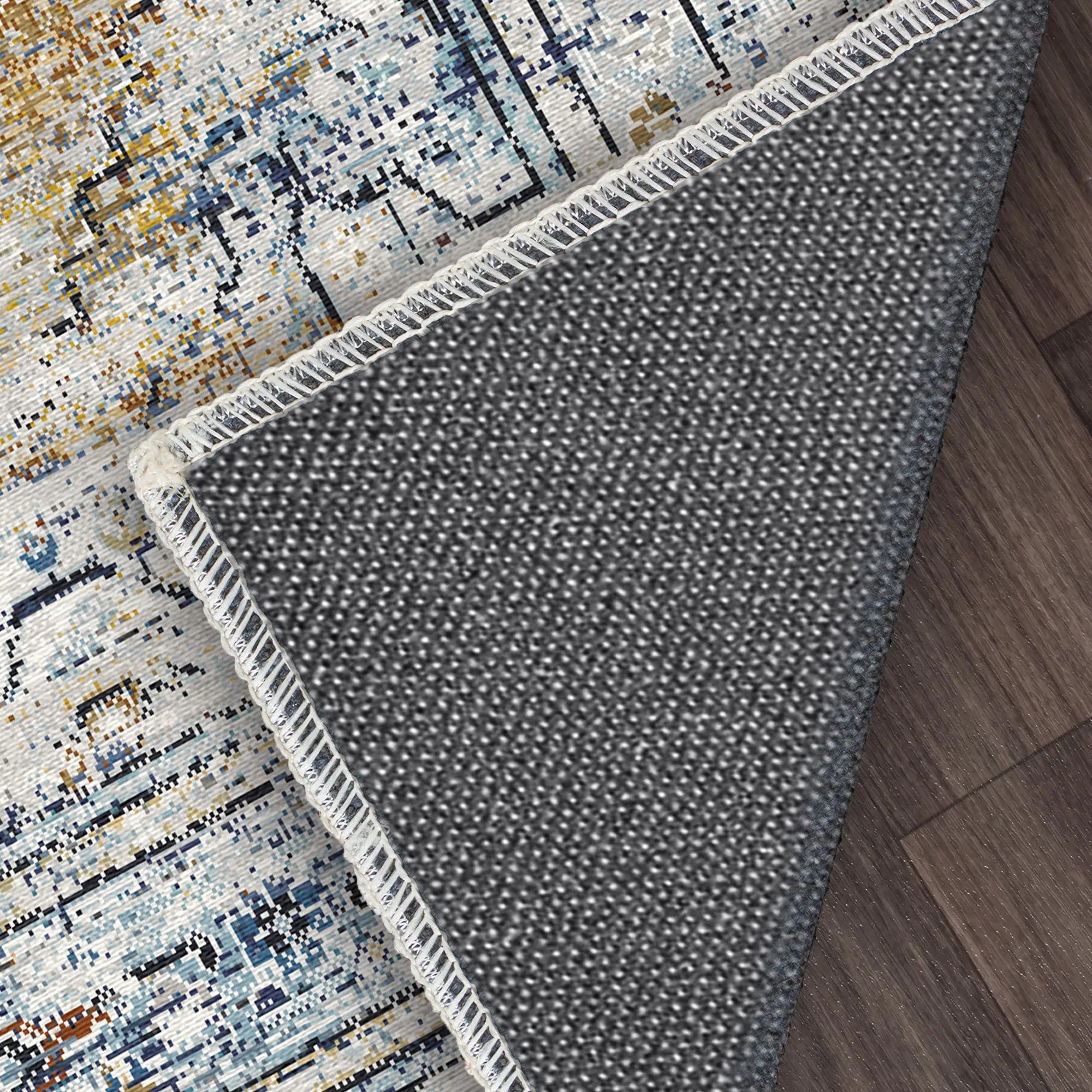 Weathered Blue Geometric Medallion Rug