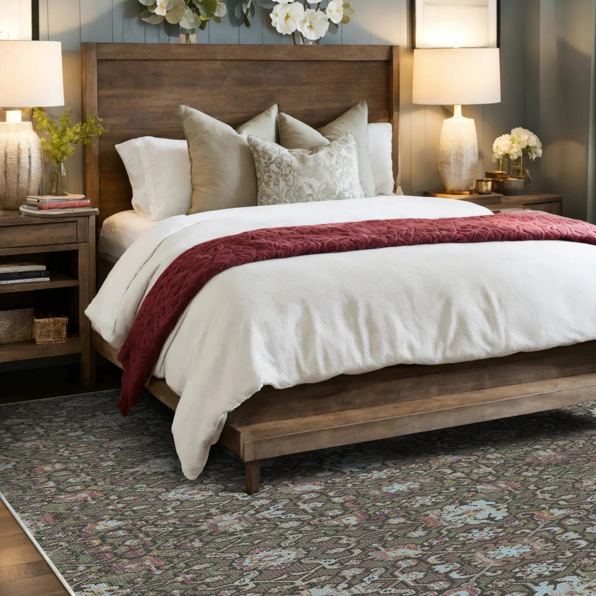 Tuscany Sage Botanical Washable Rug