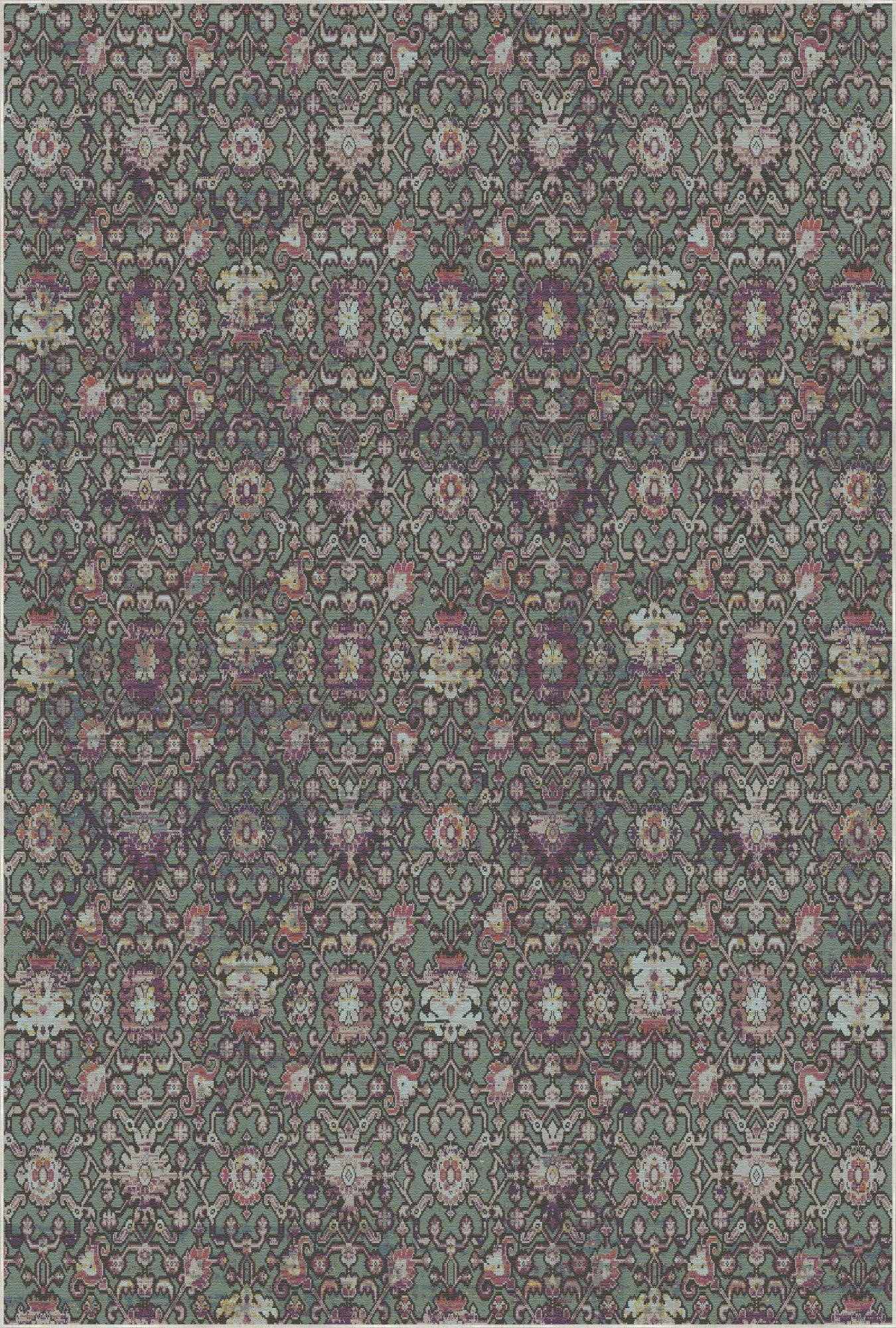 Kew Mint Botanical Washable Rug