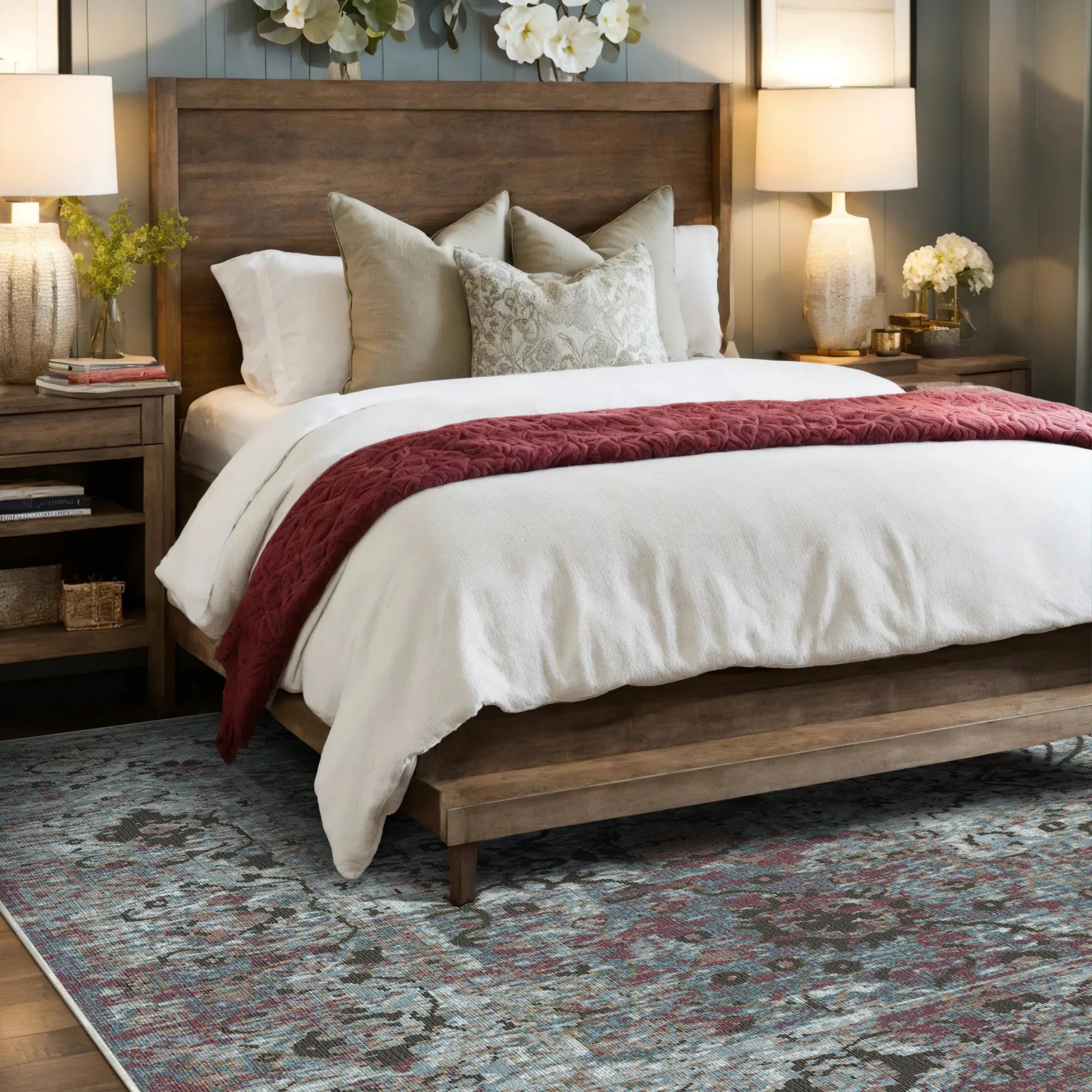 Cannes Mist Floral Rug