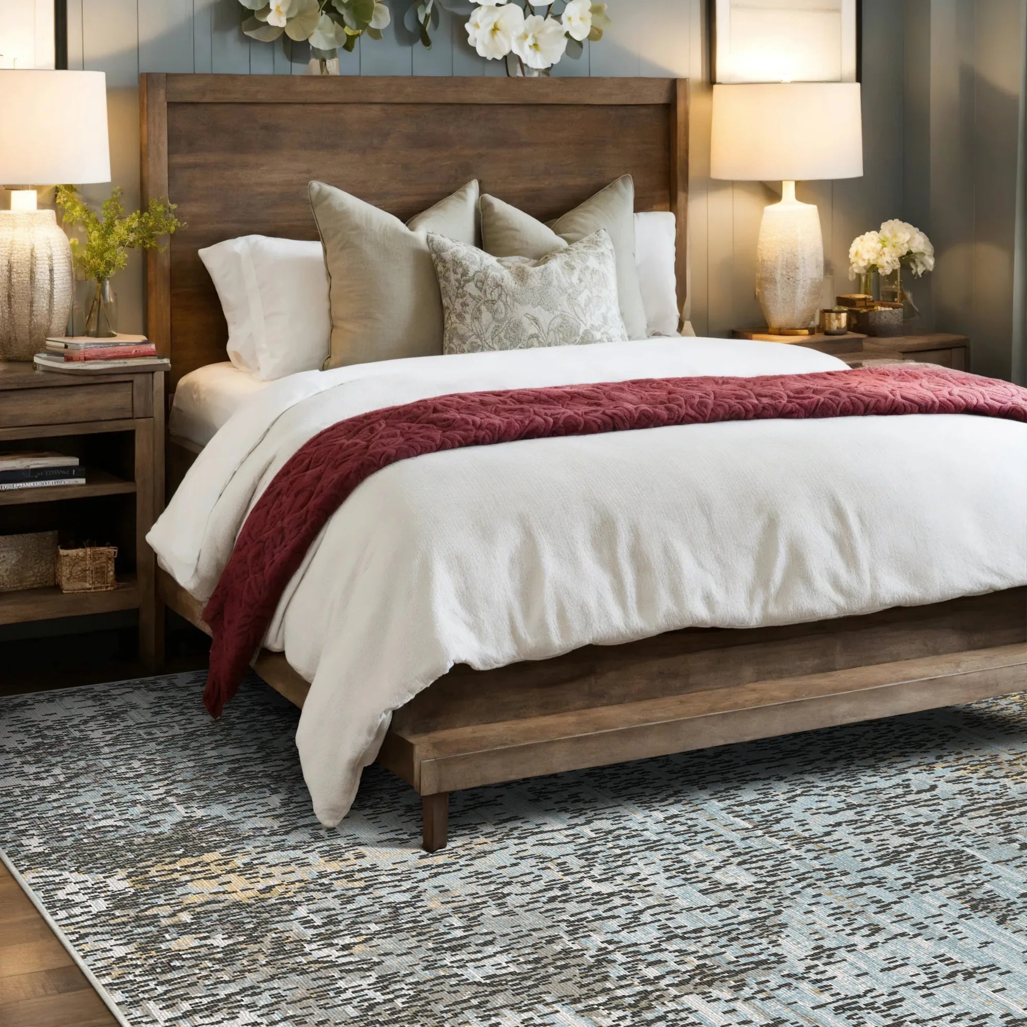 Geneva Silver Abstract Rug