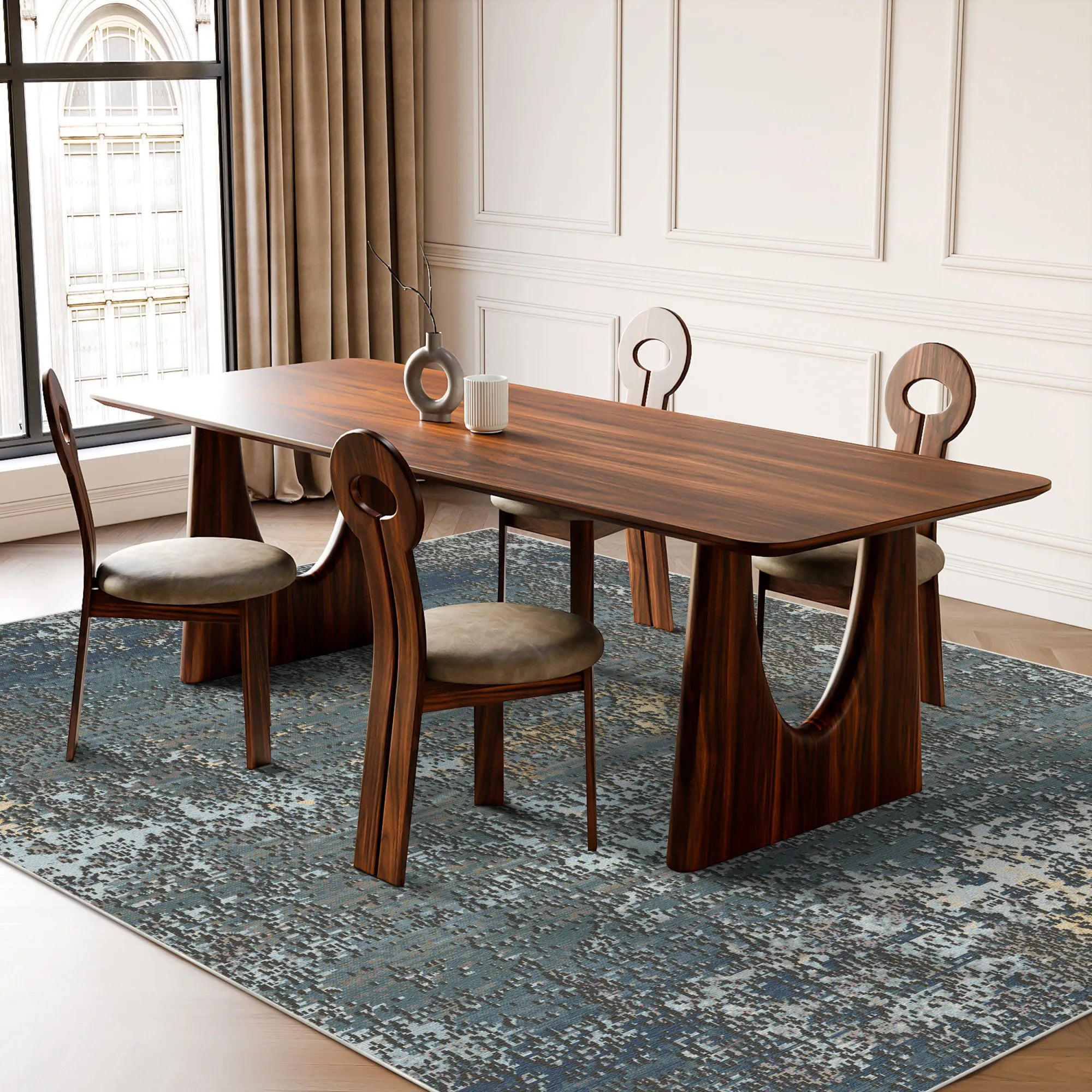 Mariana Deep Blue Abstract Rug