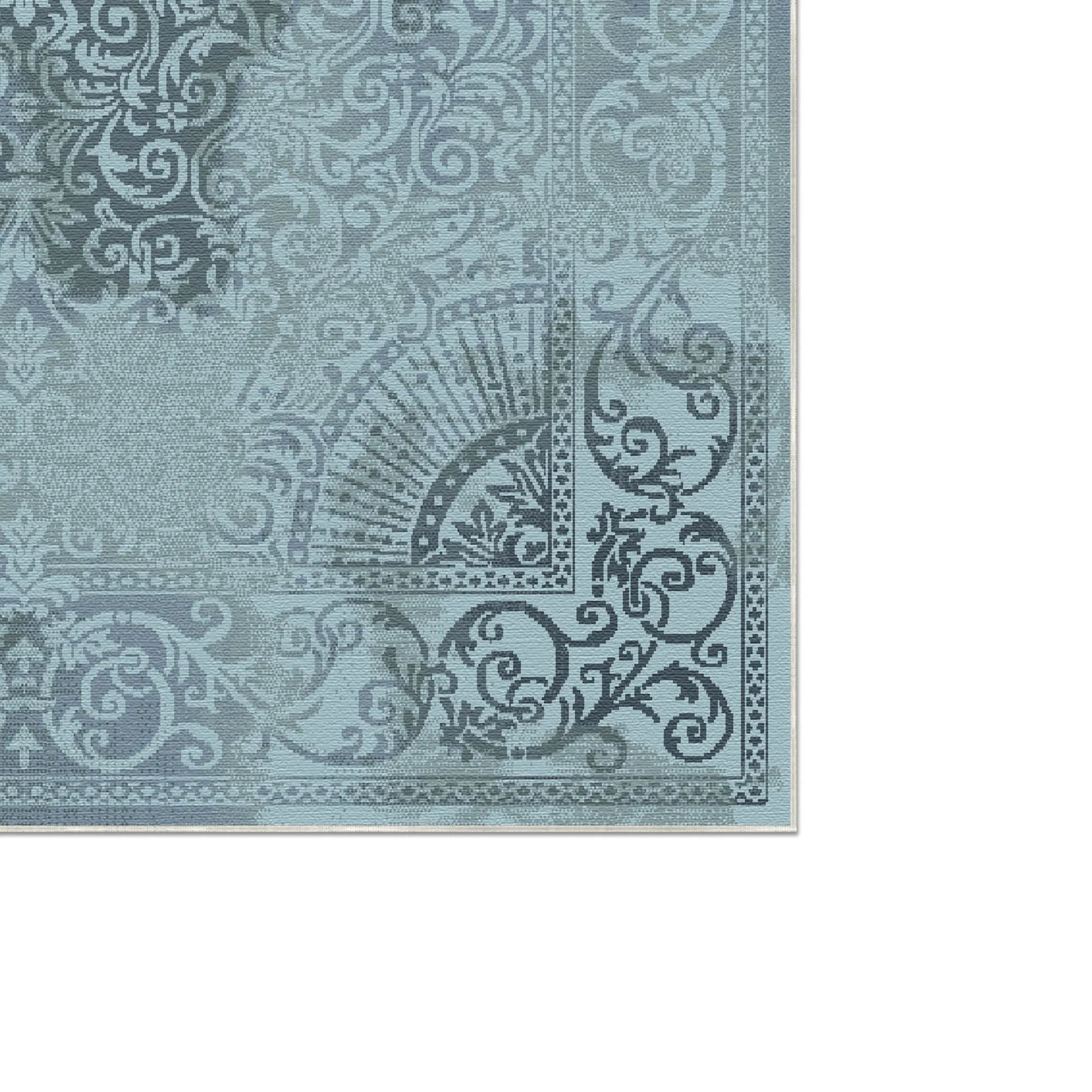 Venice Aquamarine Barok Medallion Rug