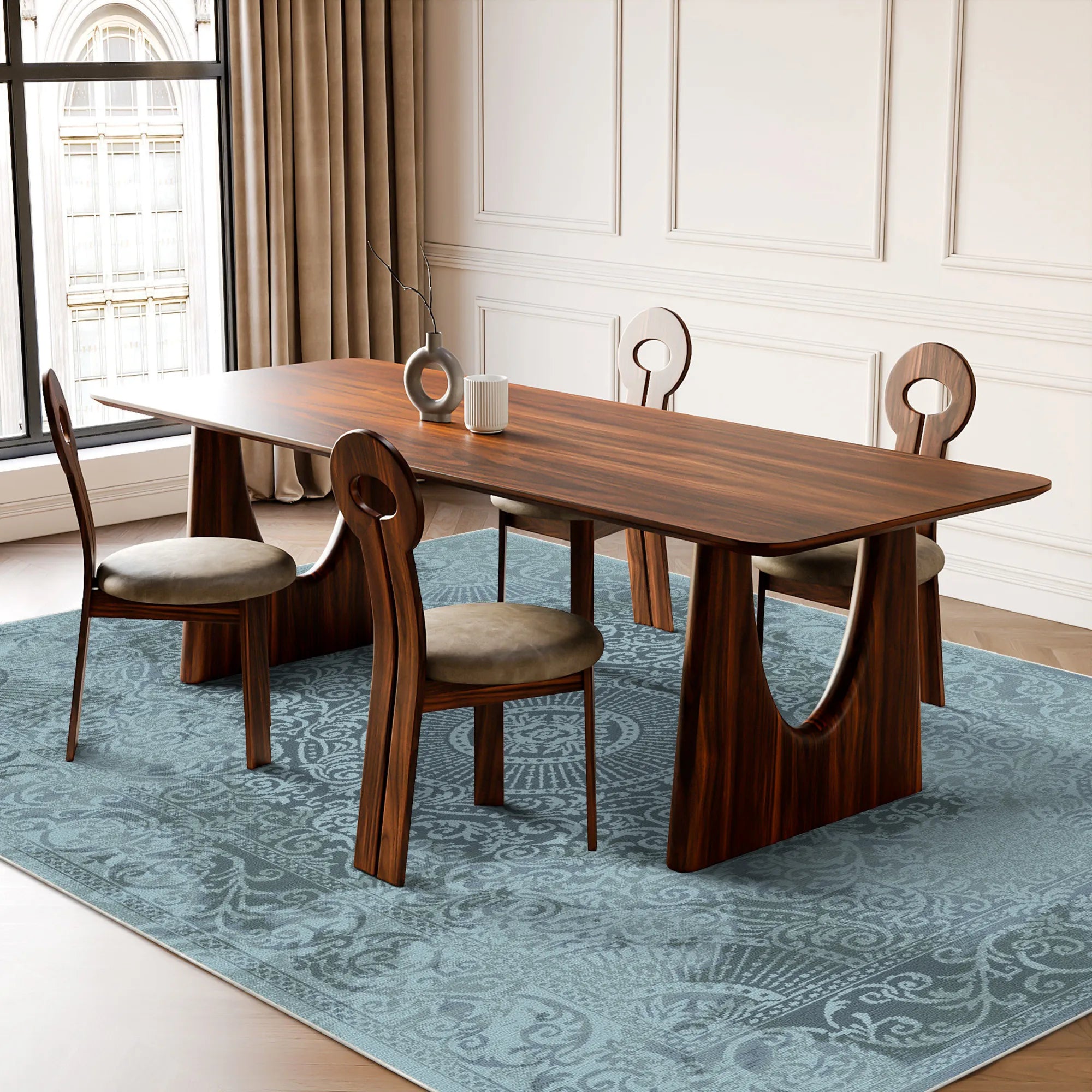 Venice Aquamarine Barok Medallion Rug