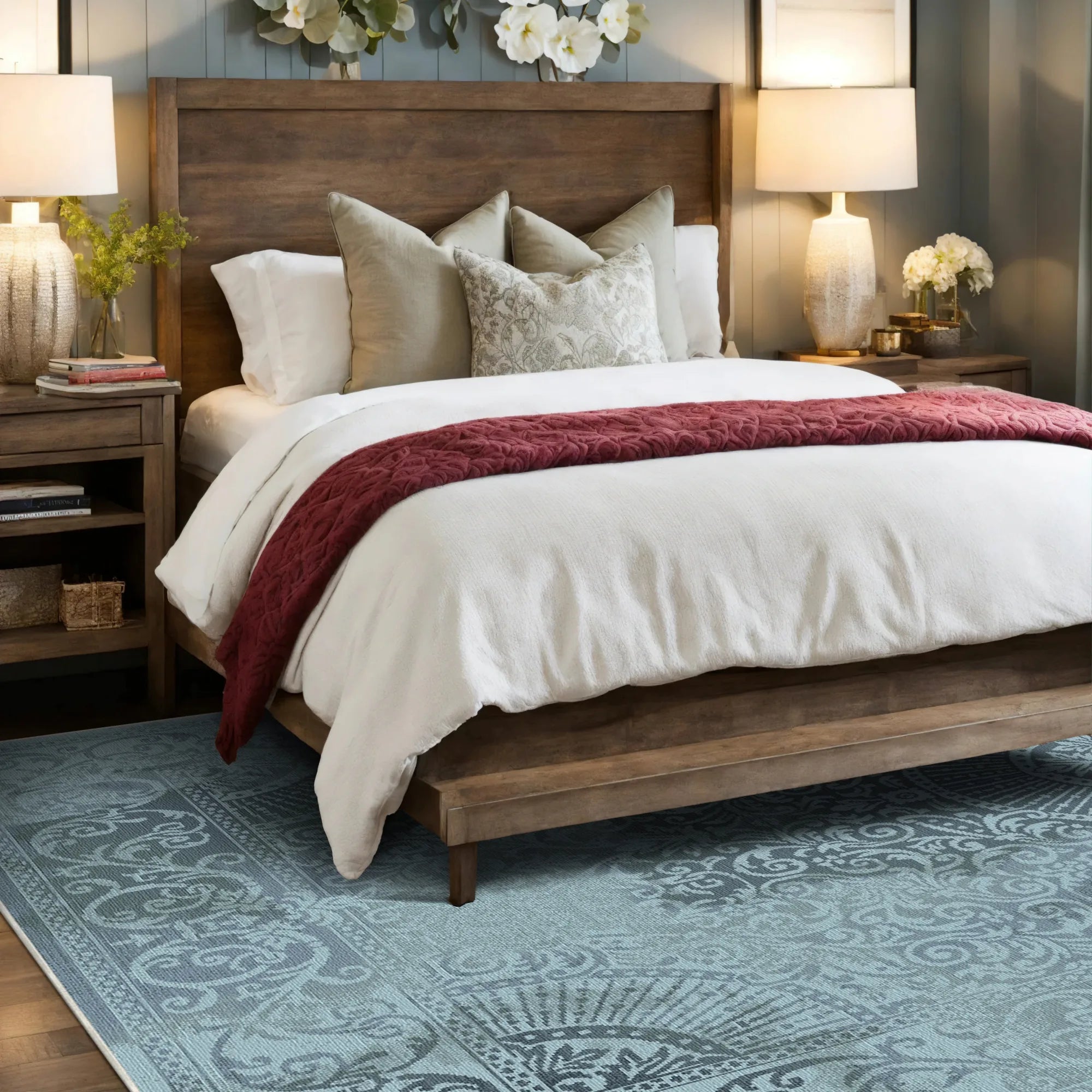 Venice Aquamarine Barok Medallion Rug