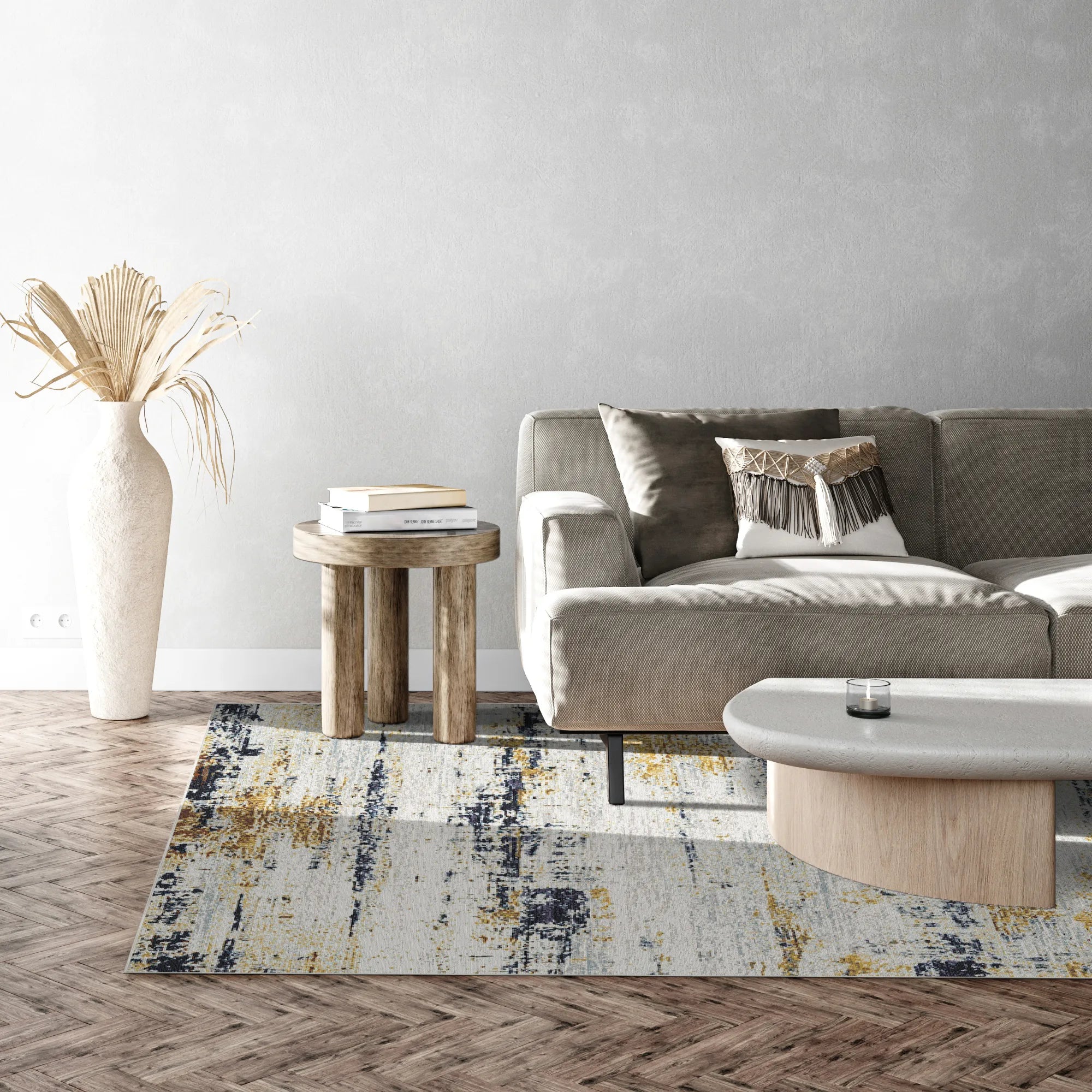Modern Abstract Gold Horizon Rug