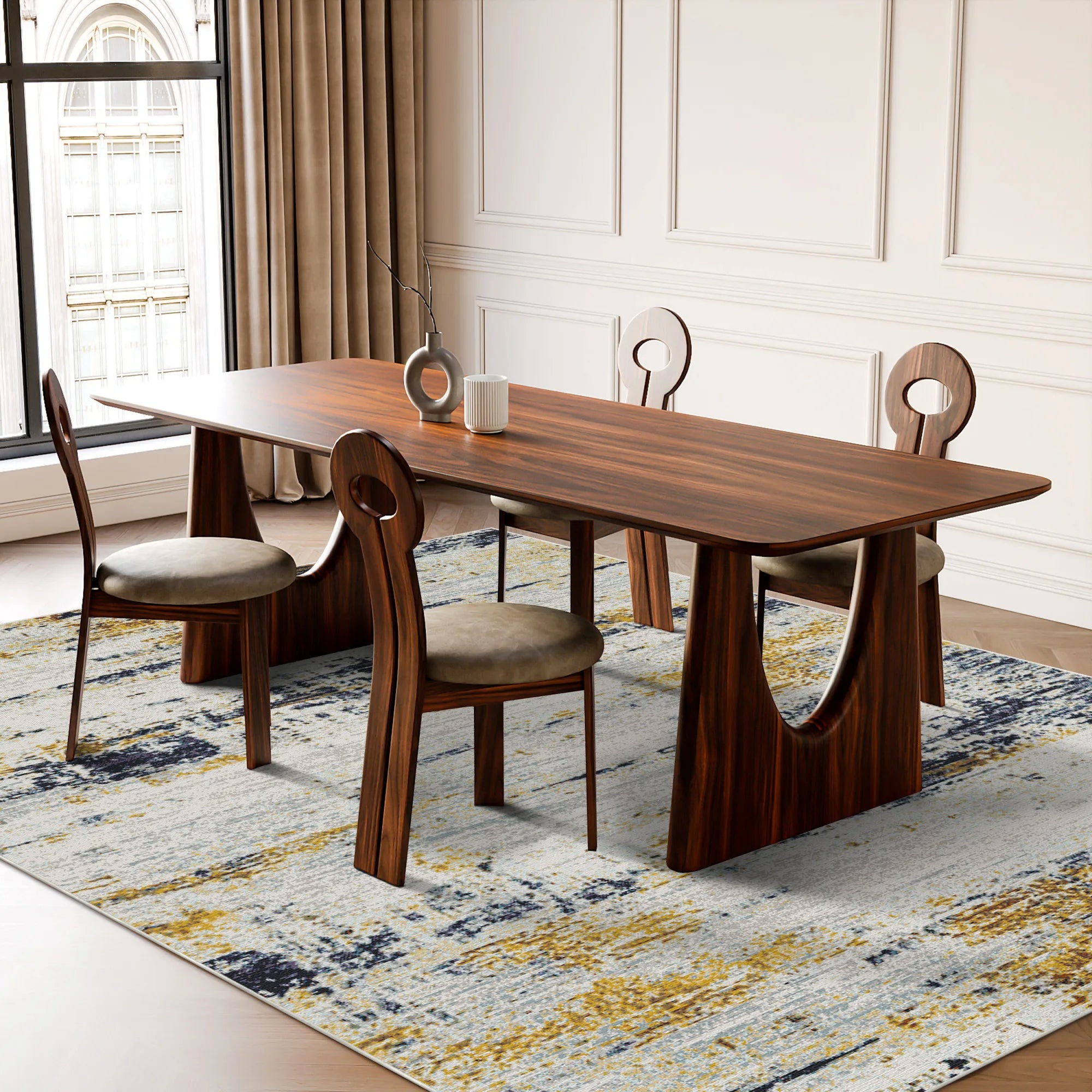 Modern Abstract Gold Horizon Rug