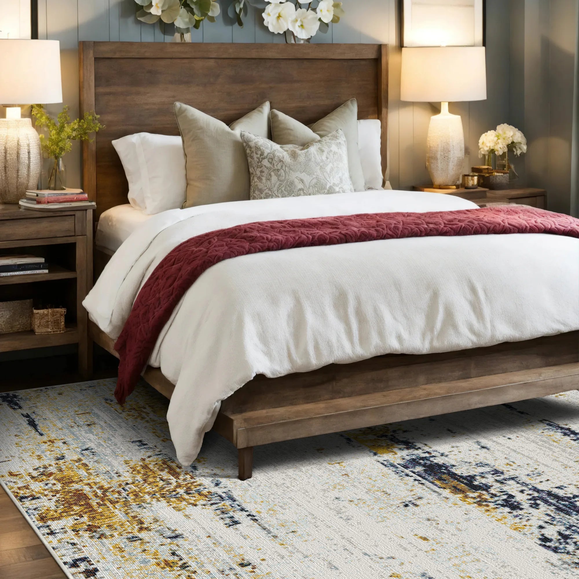 Modern Abstract Gold Horizon Rug