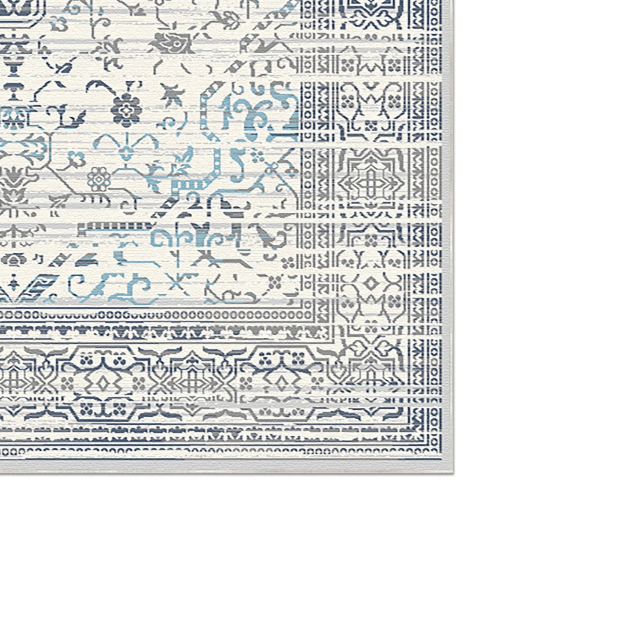 Olympus Sky Floral Washable Rug