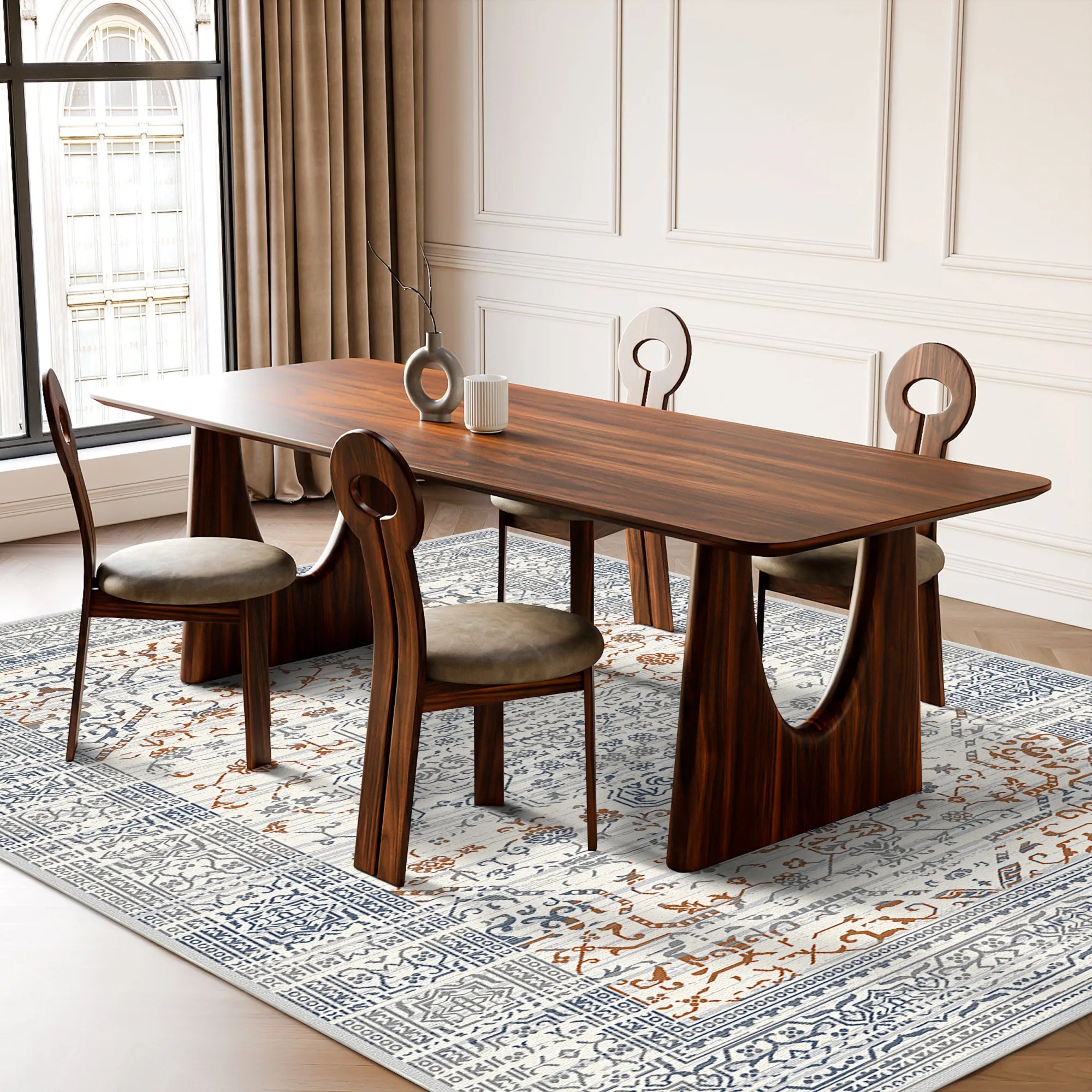 Olympus Terra Floral Washable Rug