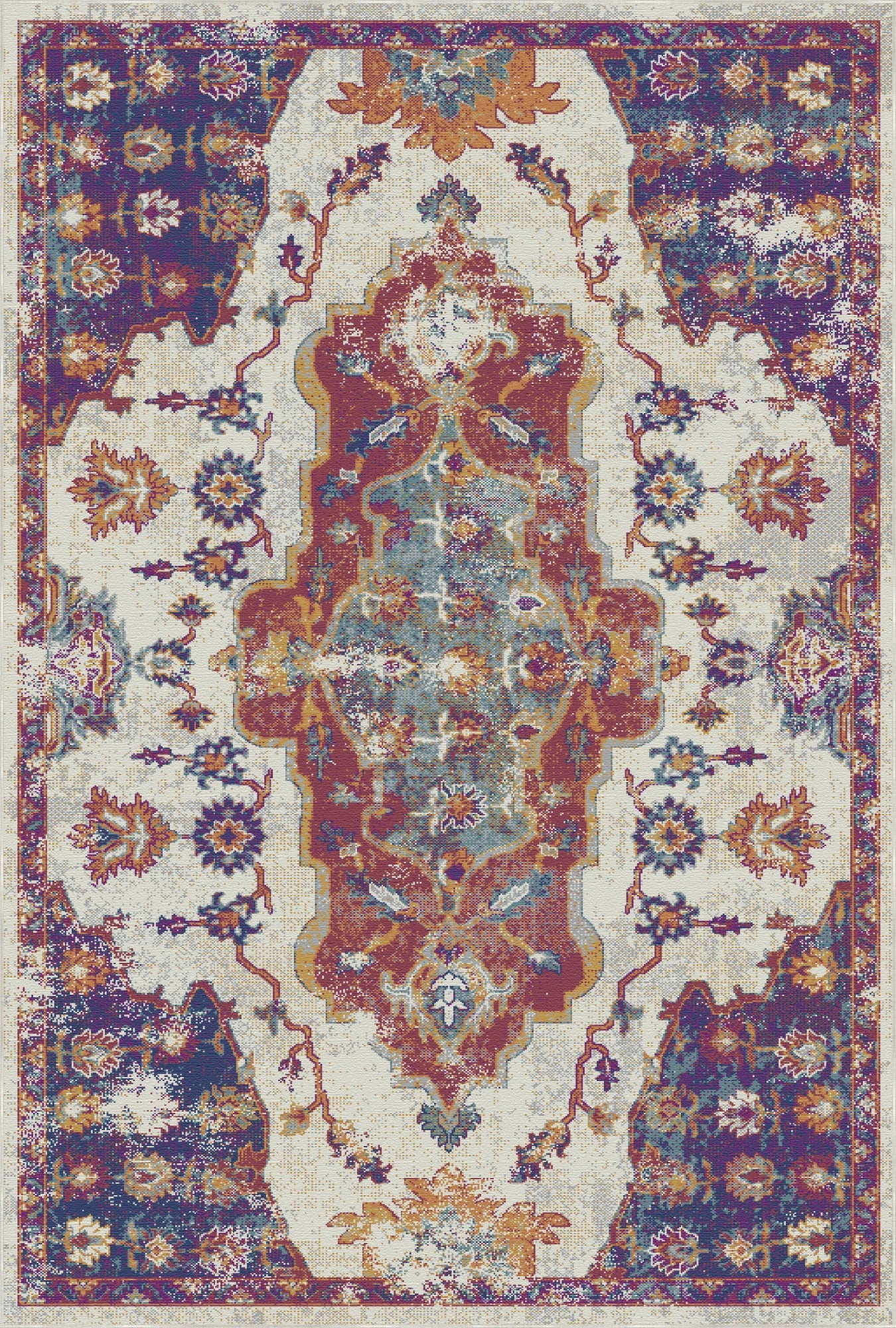 Byzantine Berry Abstract Medallion Rug