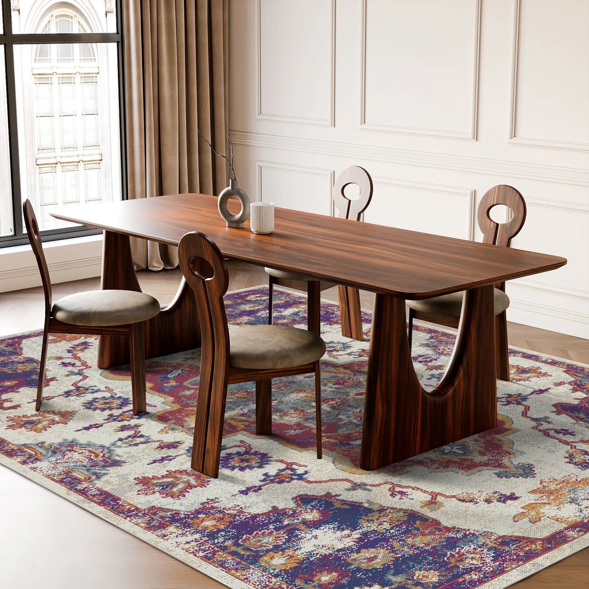 Byzantine Berry Abstract Medallion Rug