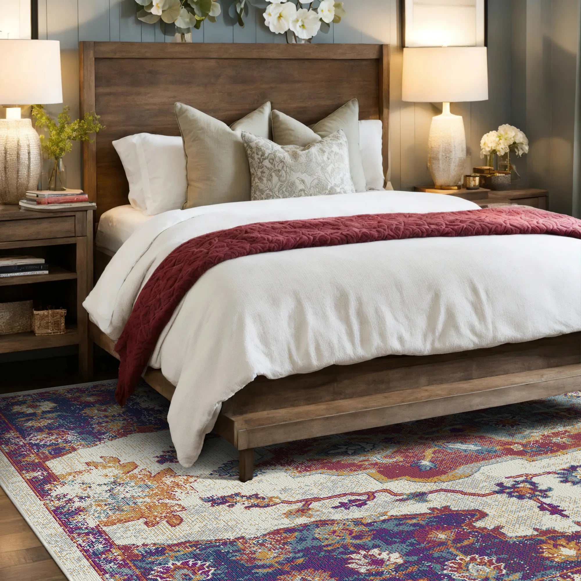 Byzantine Berry Abstract Medallion Rug