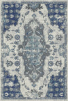 Byzantine Indigo Abstract Medallion Rug Blue