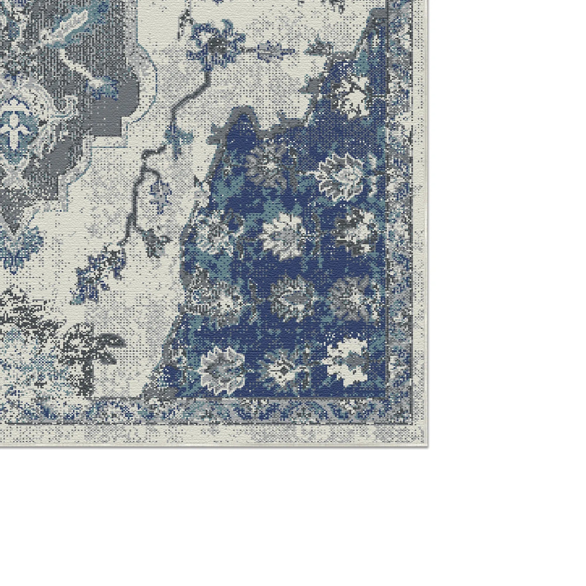 Byzantine Indigo Abstract Medallion Rug