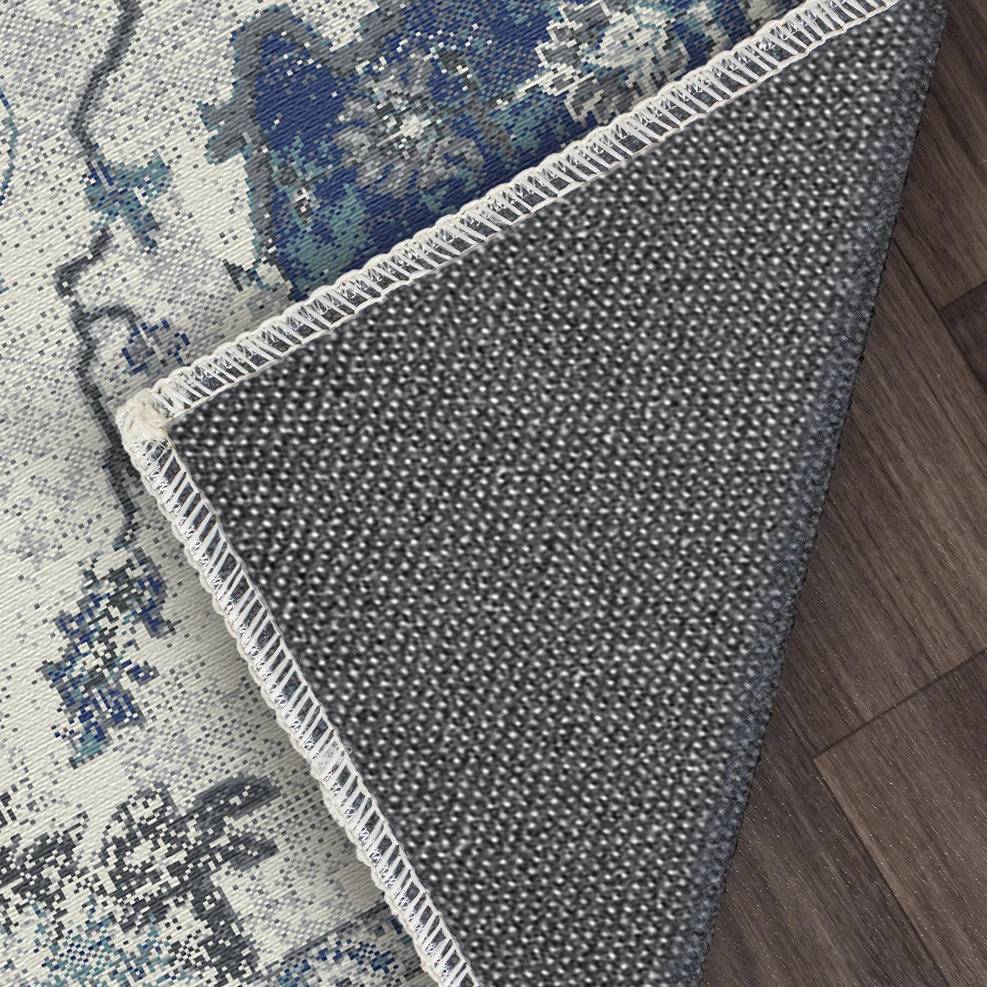 Byzantine Indigo Abstract Medallion Rug