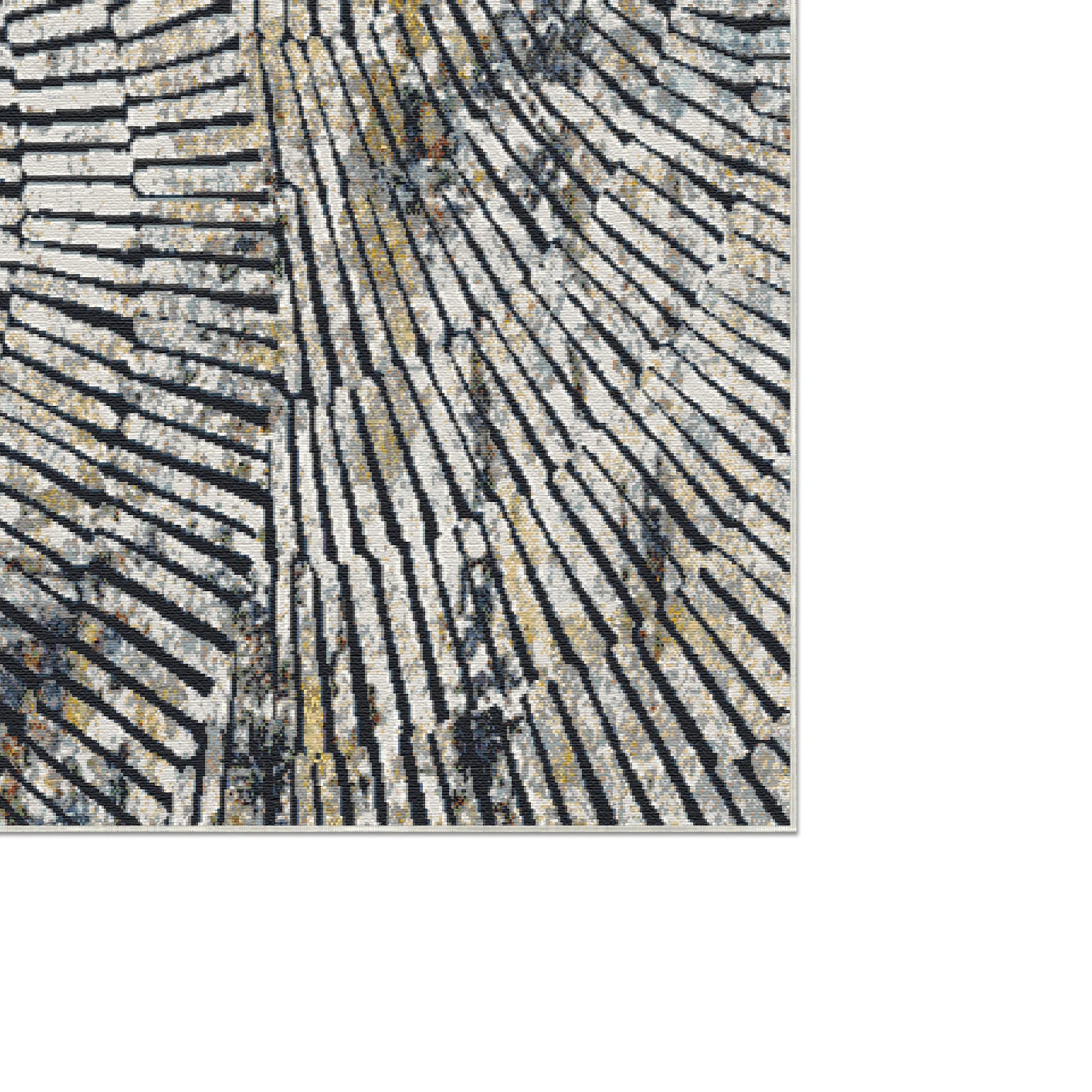 Modern Abstract Radial Mosaic Rug