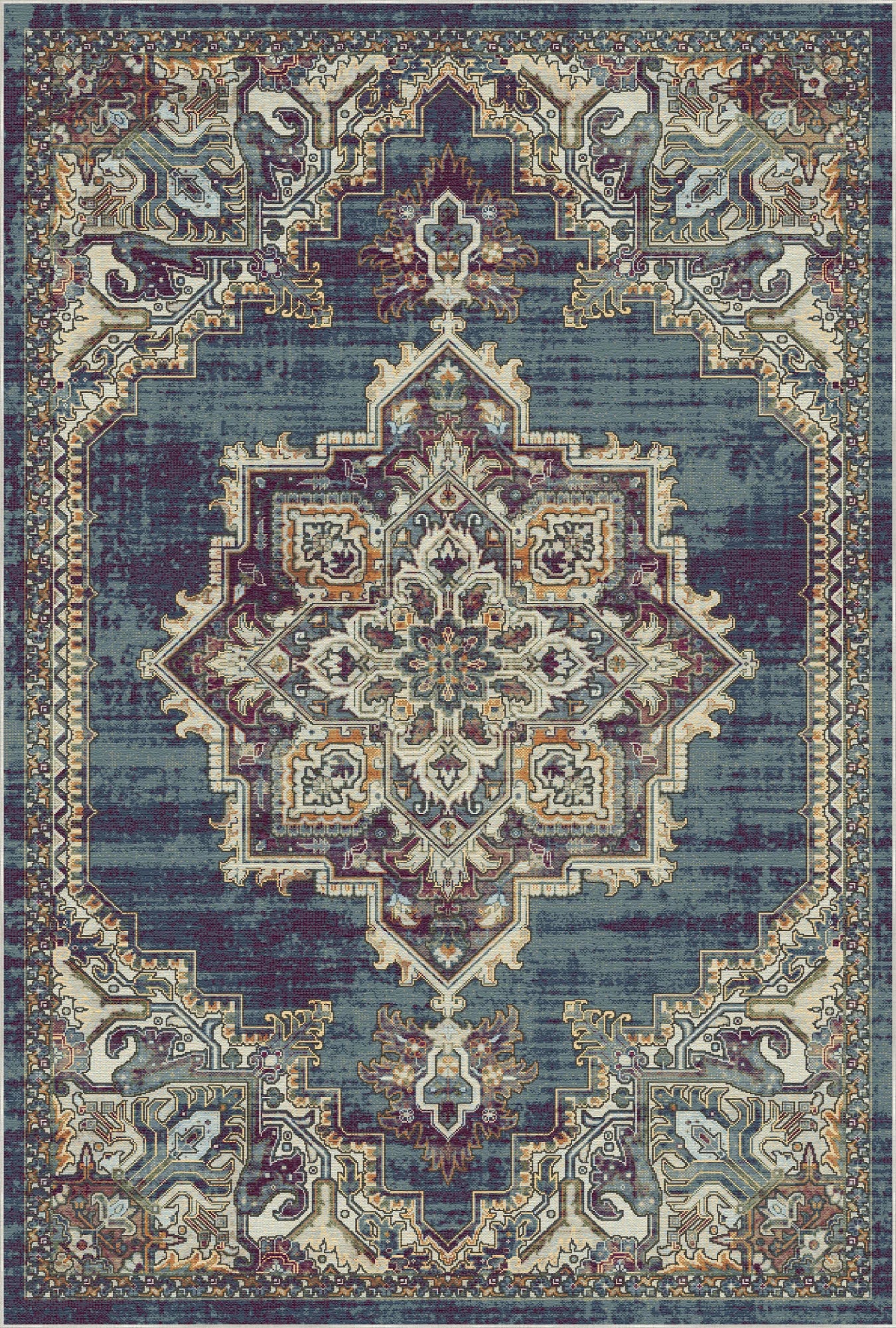 Petra Indigo Traditional Medallion Rug