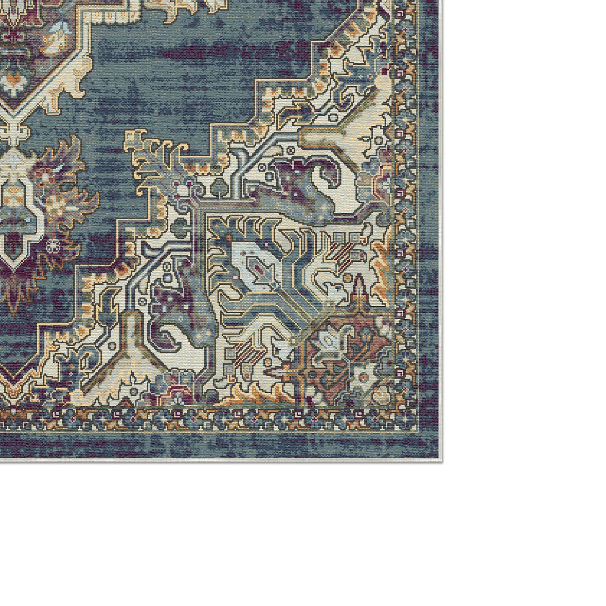 Petra Indigo Traditional Medallion Rug