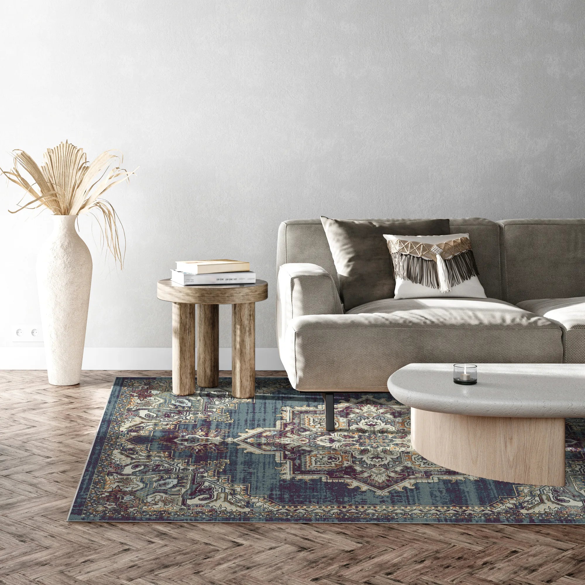 Petra Indigo Traditional Medallion Rug