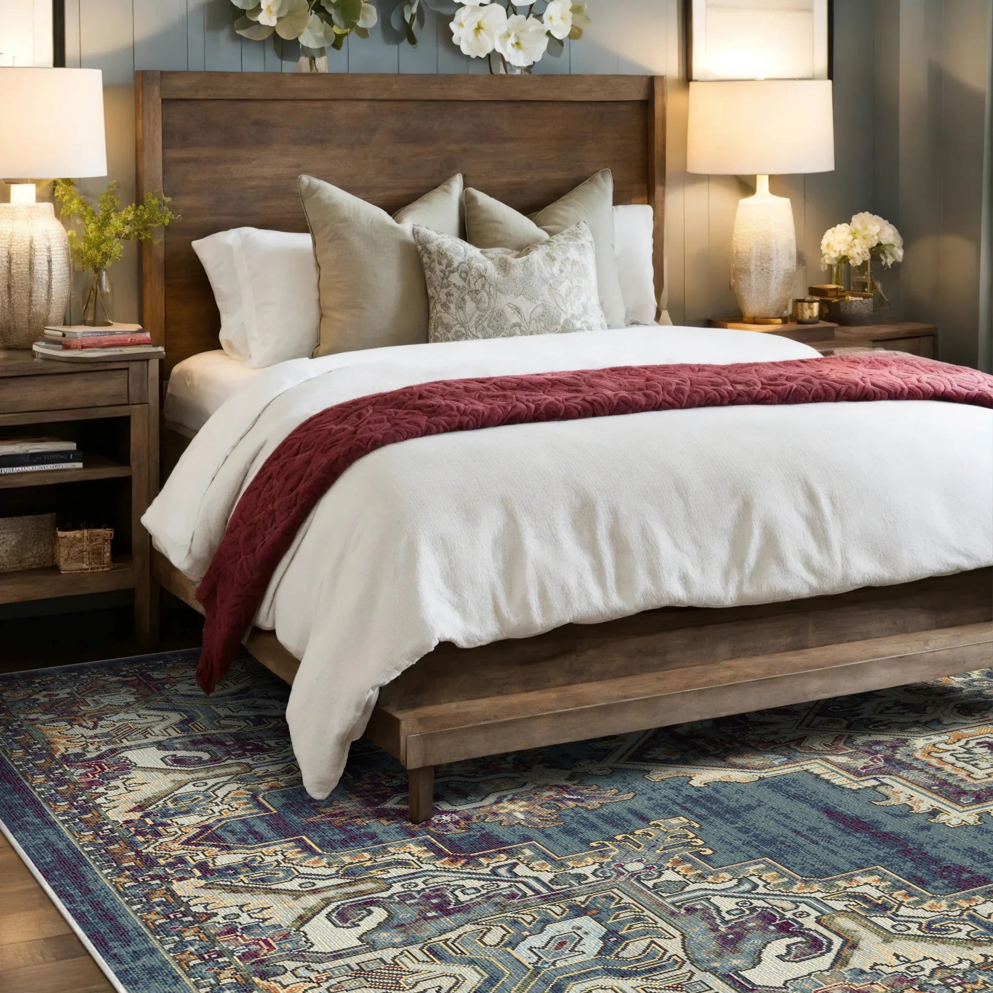 Petra Indigo Traditional Medallion Rug