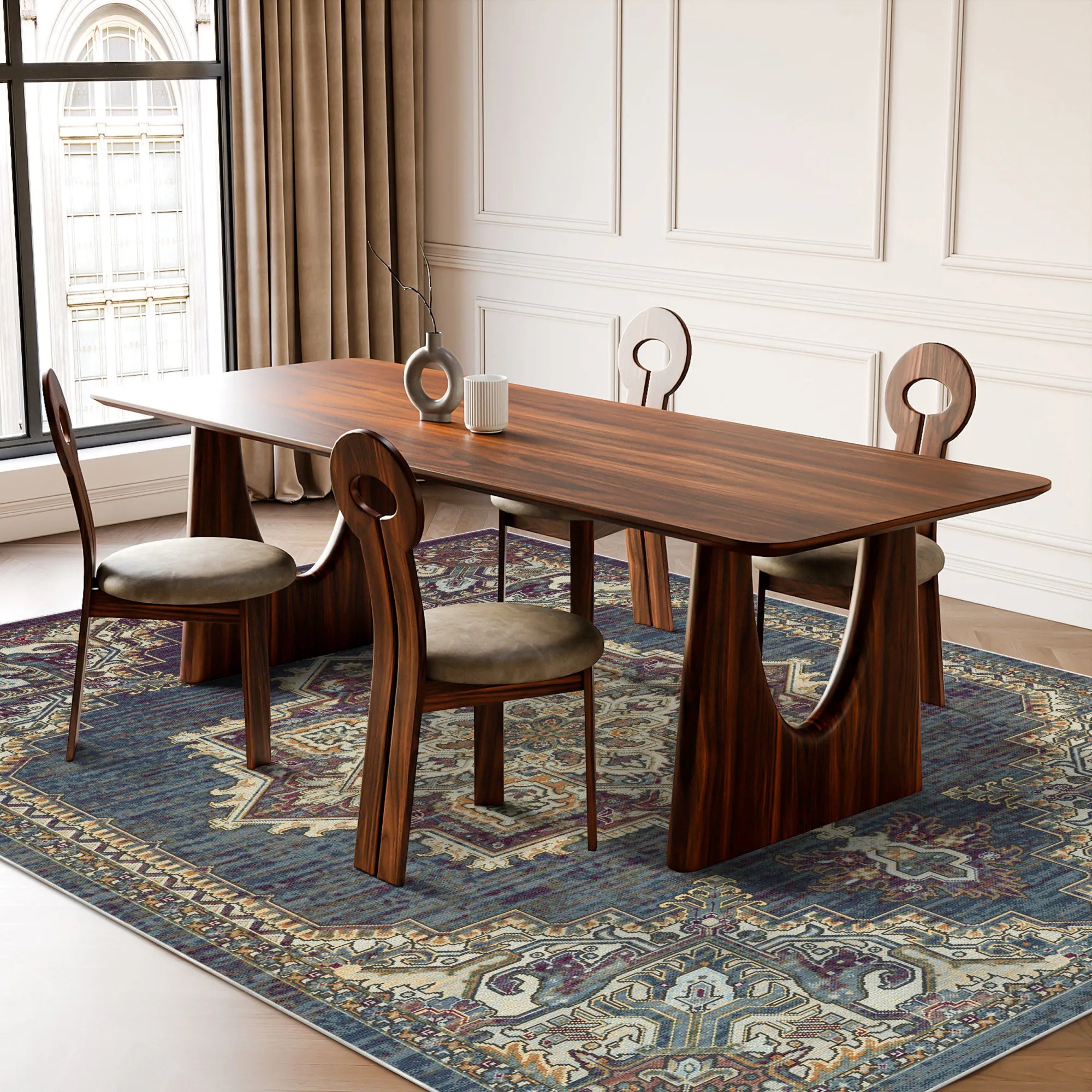 Petra Midnight Traditional Medallion Rug