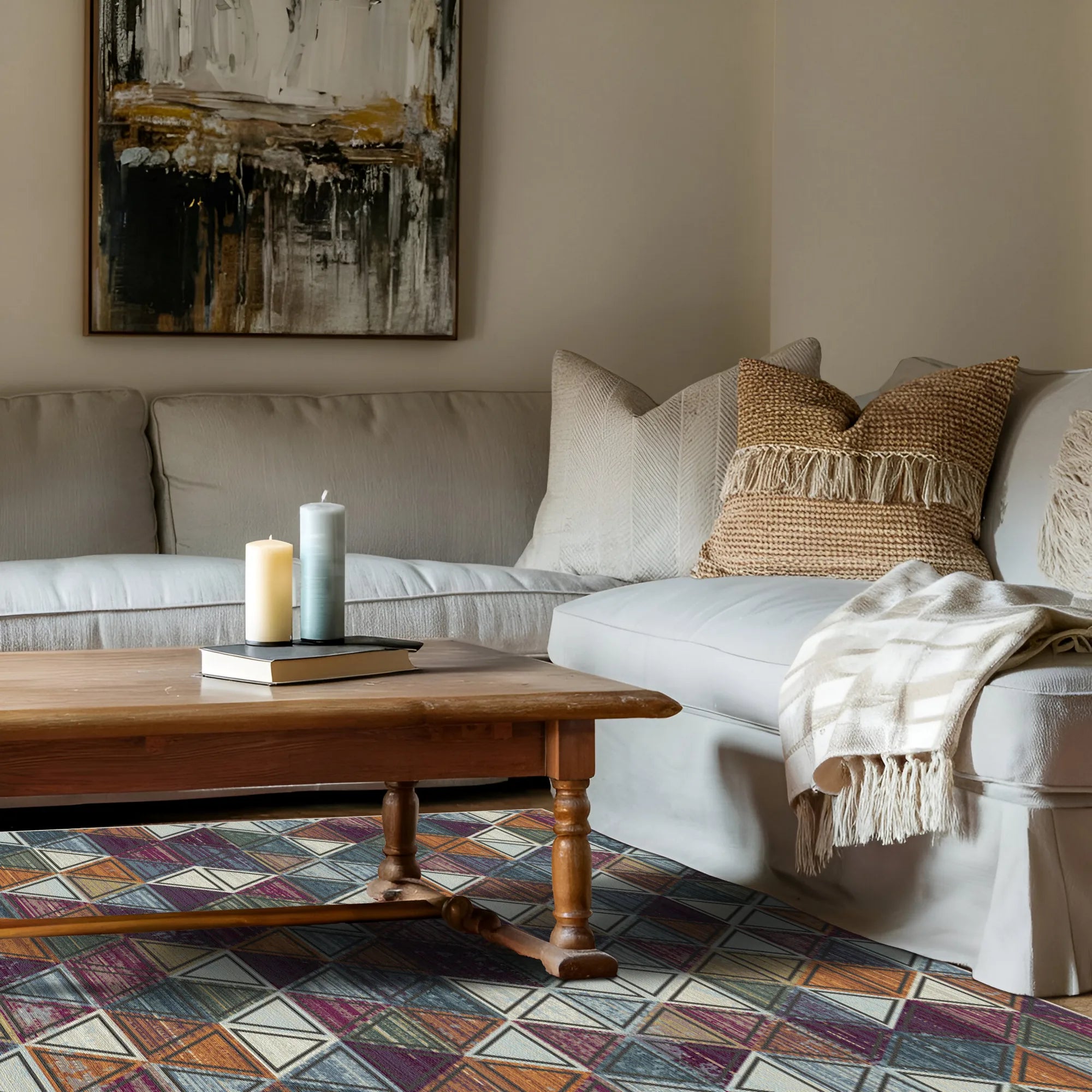Mosaic Prism Geometric Abstract Rug