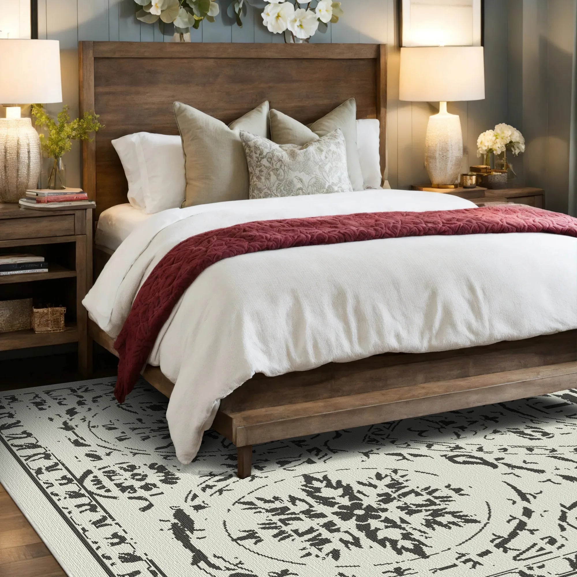 Bukhara Sketch Monochrome Exotic Rug