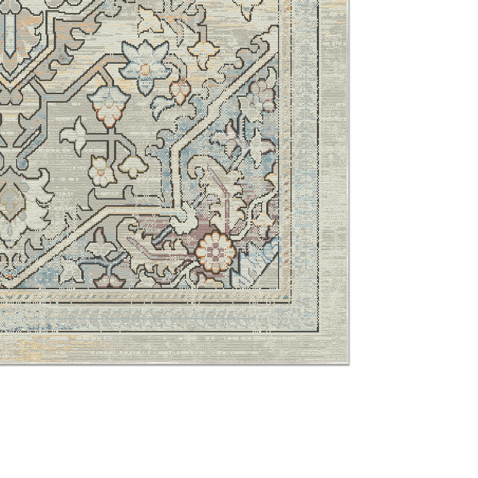 Vintage Sage Faded Medallion Rug