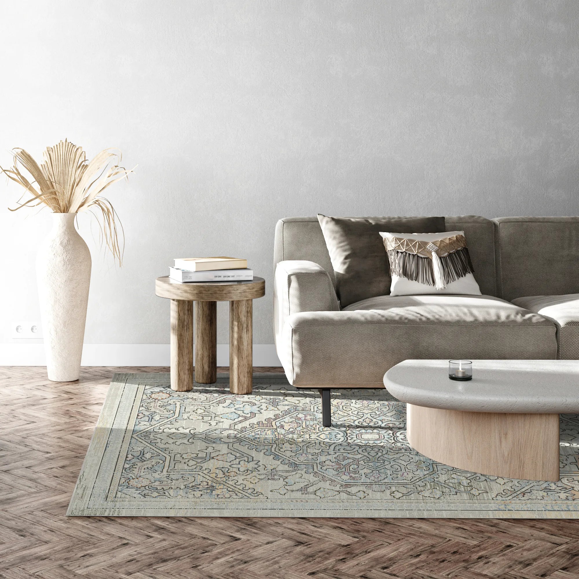 Vintage Sage Faded Medallion Rug