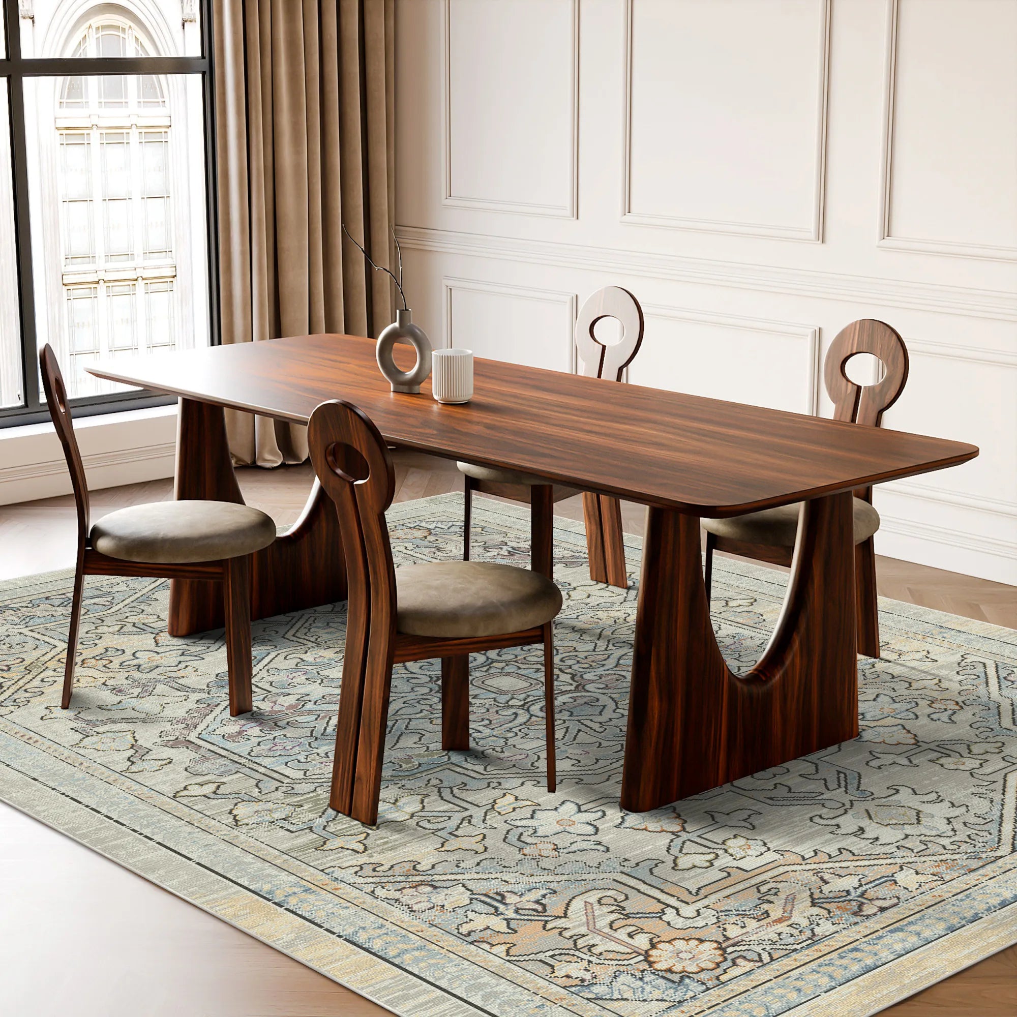 Vintage Sage Faded Medallion Rug