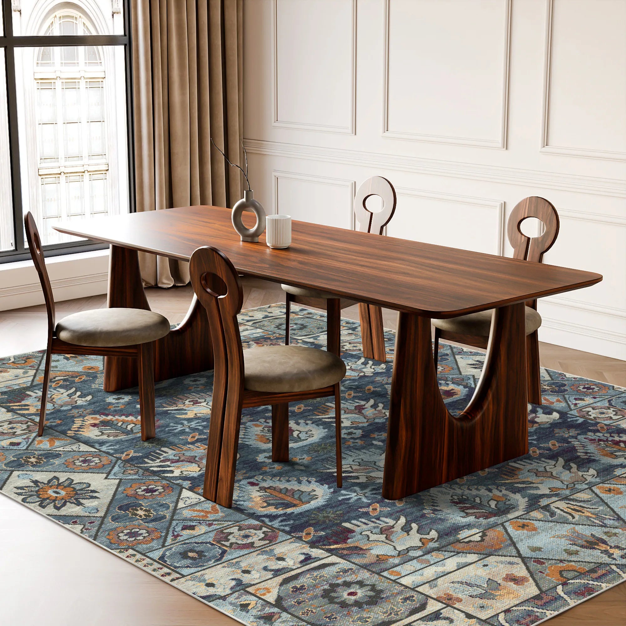 Shirvan Indigo Traditional Geometric Rug