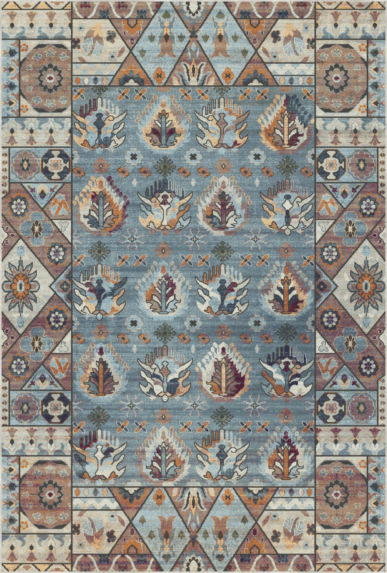Shirvan Azure Traditional Geometric Rug