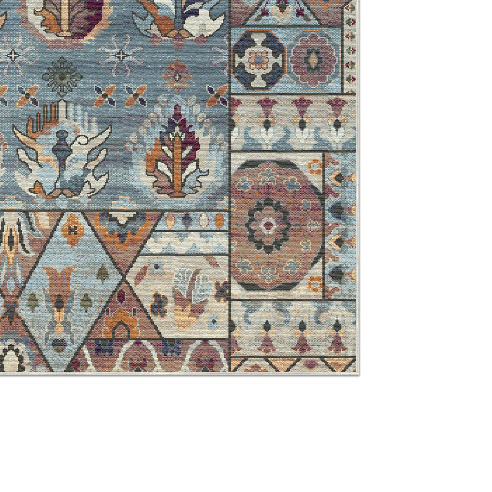 Shirvan Azure Traditional Geometric Rug