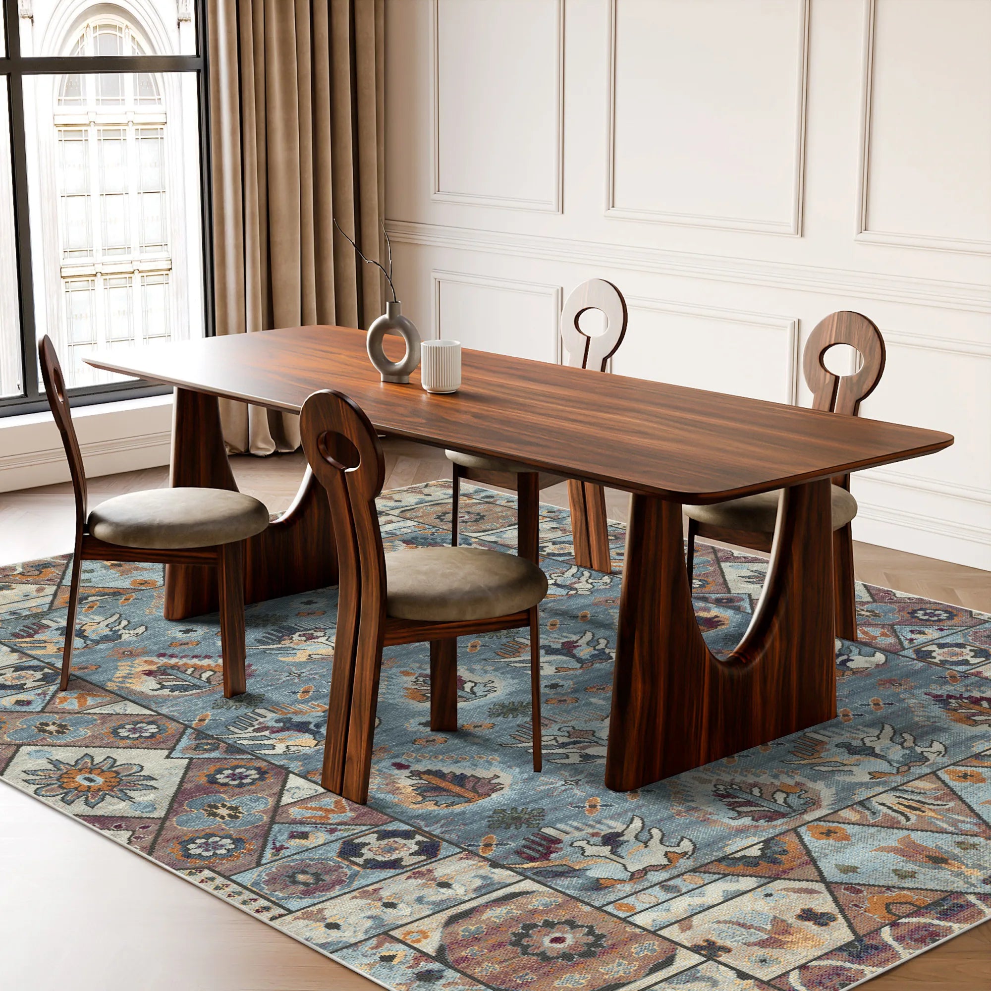 Shirvan Azure Traditional Geometric Rug