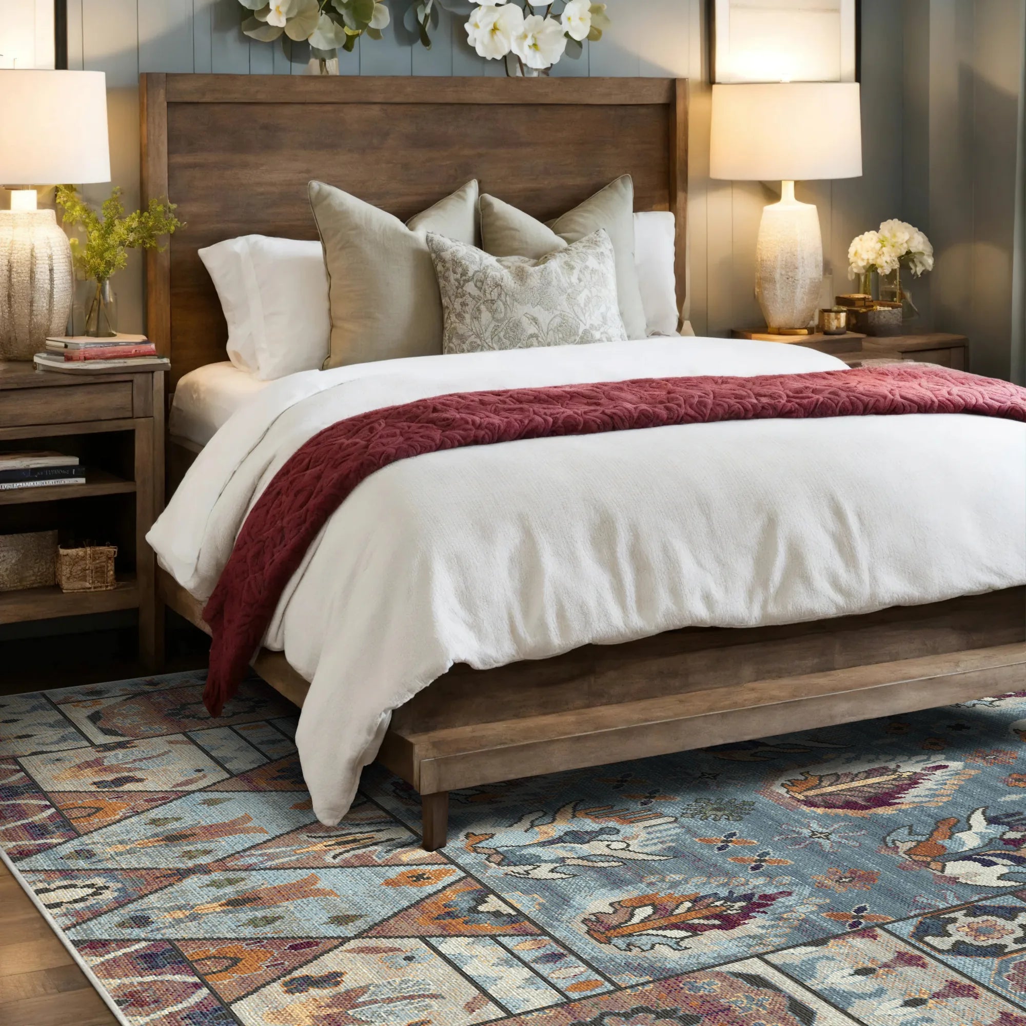 Shirvan Azure Traditional Geometric Rug