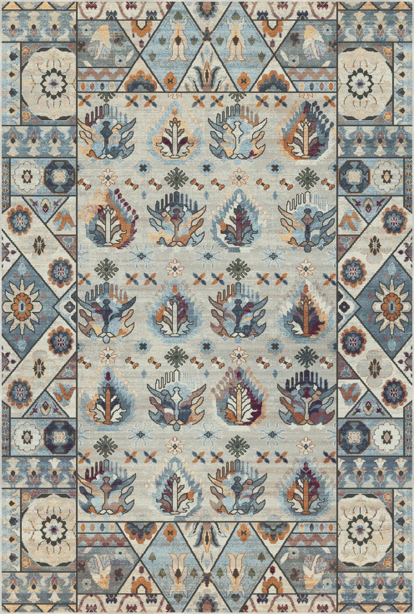Shirvan Bone Traditional Geometric Rug