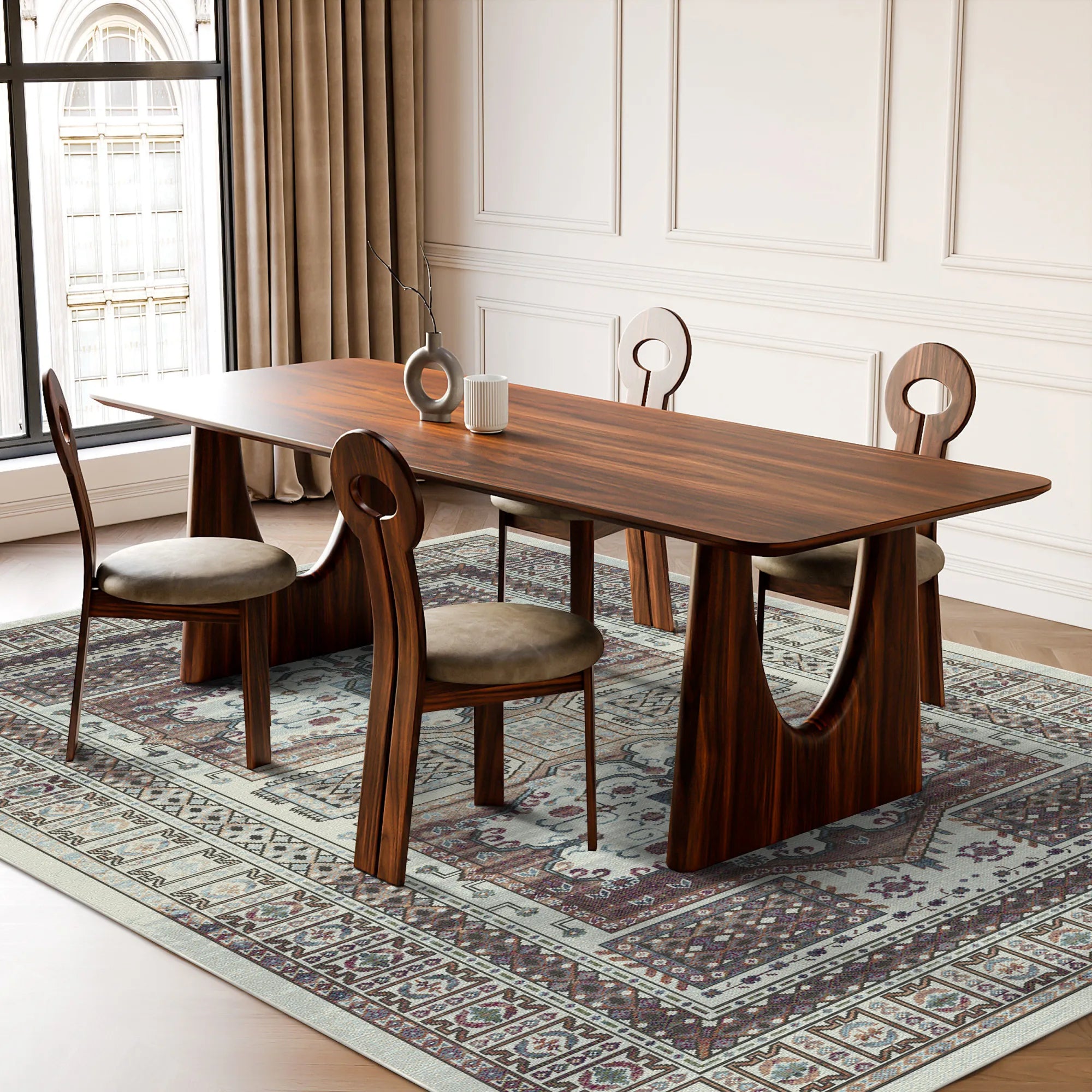 Samarkand Ivory Ethnic Medallion Rug