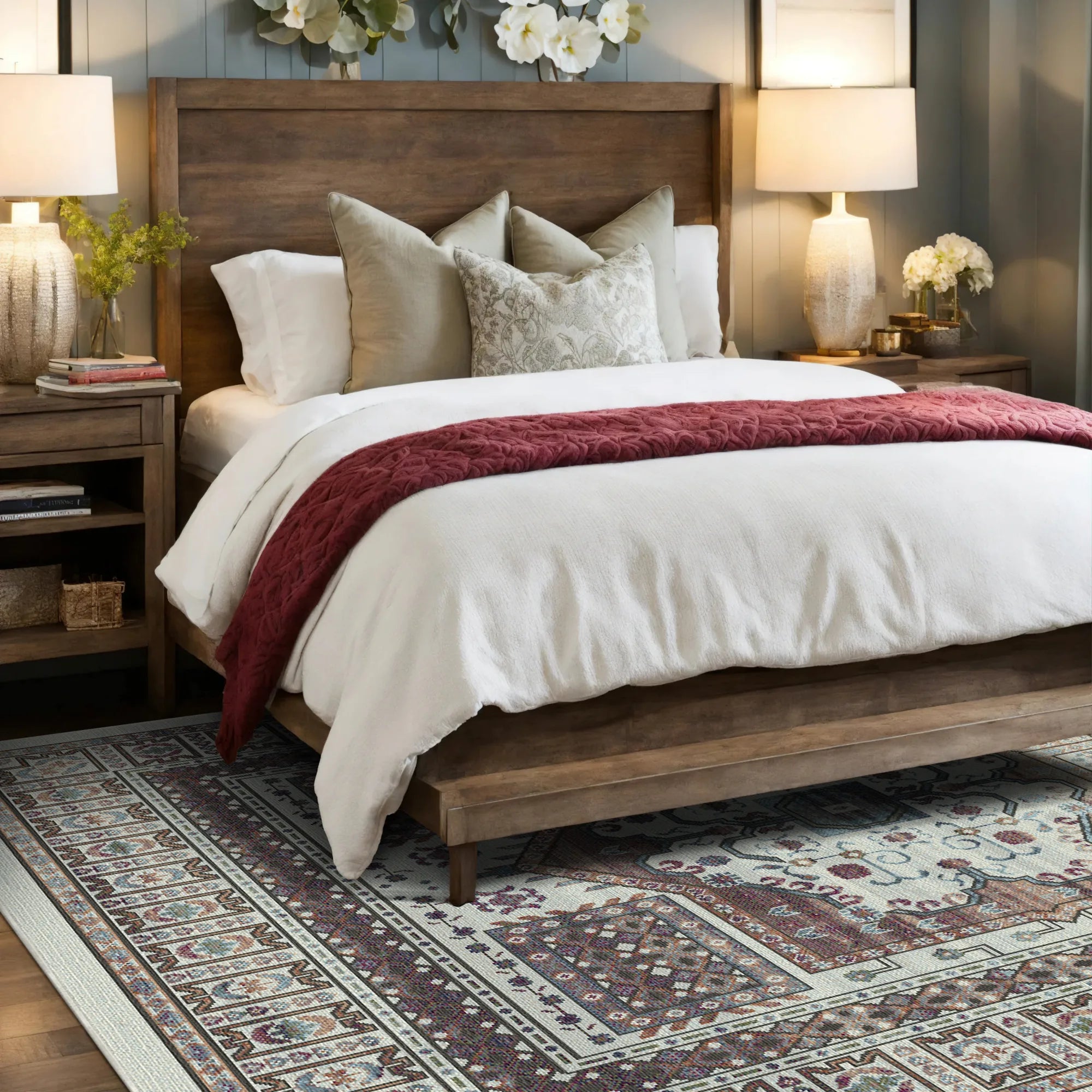 Samarkand Ivory Ethnic Medallion Rug