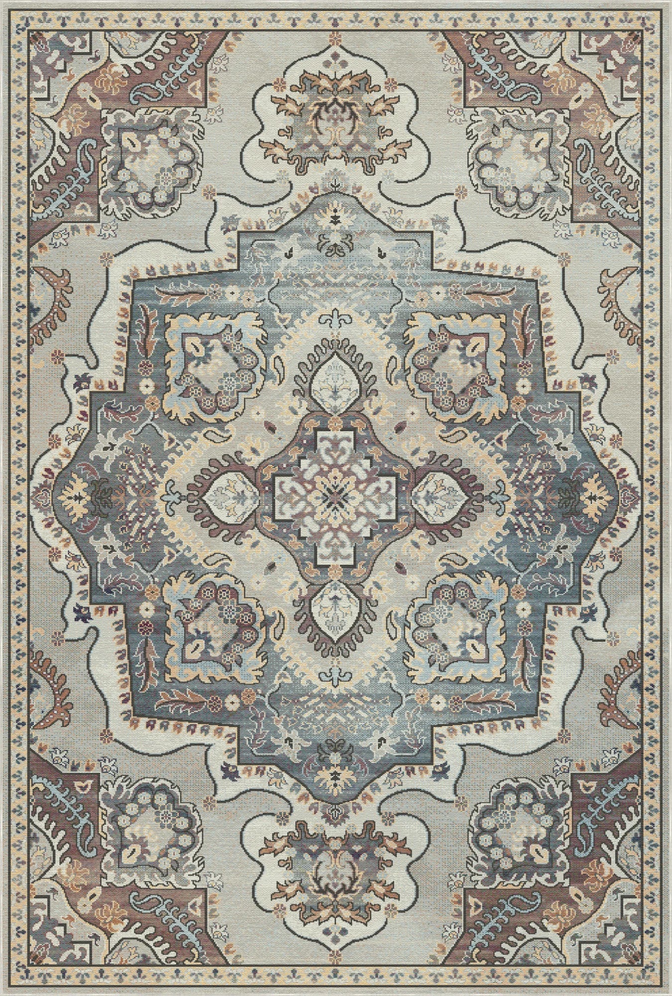 Sultanic Ivory Royal Medallion Rug