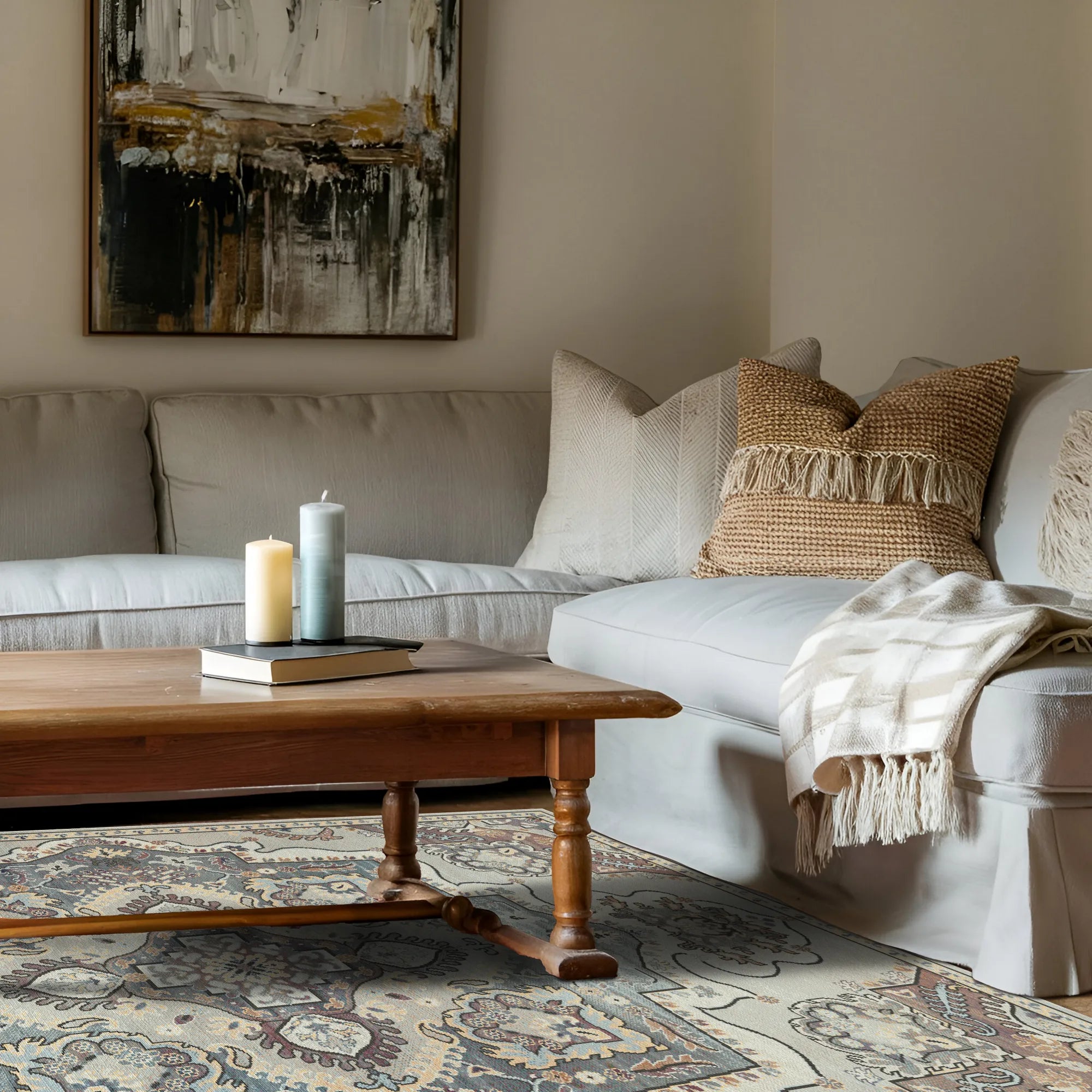 Sultanic Ivory Royal Medallion Rug